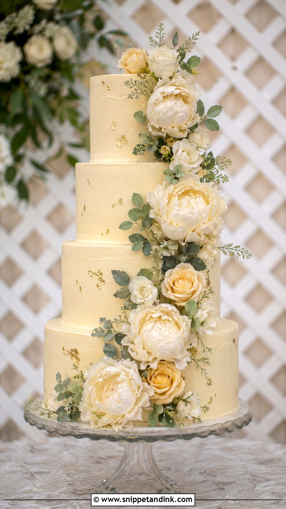 Floral Cascade Engagement Cake - Snippet and Ink - 20 Engagement Theme Cake Ideas