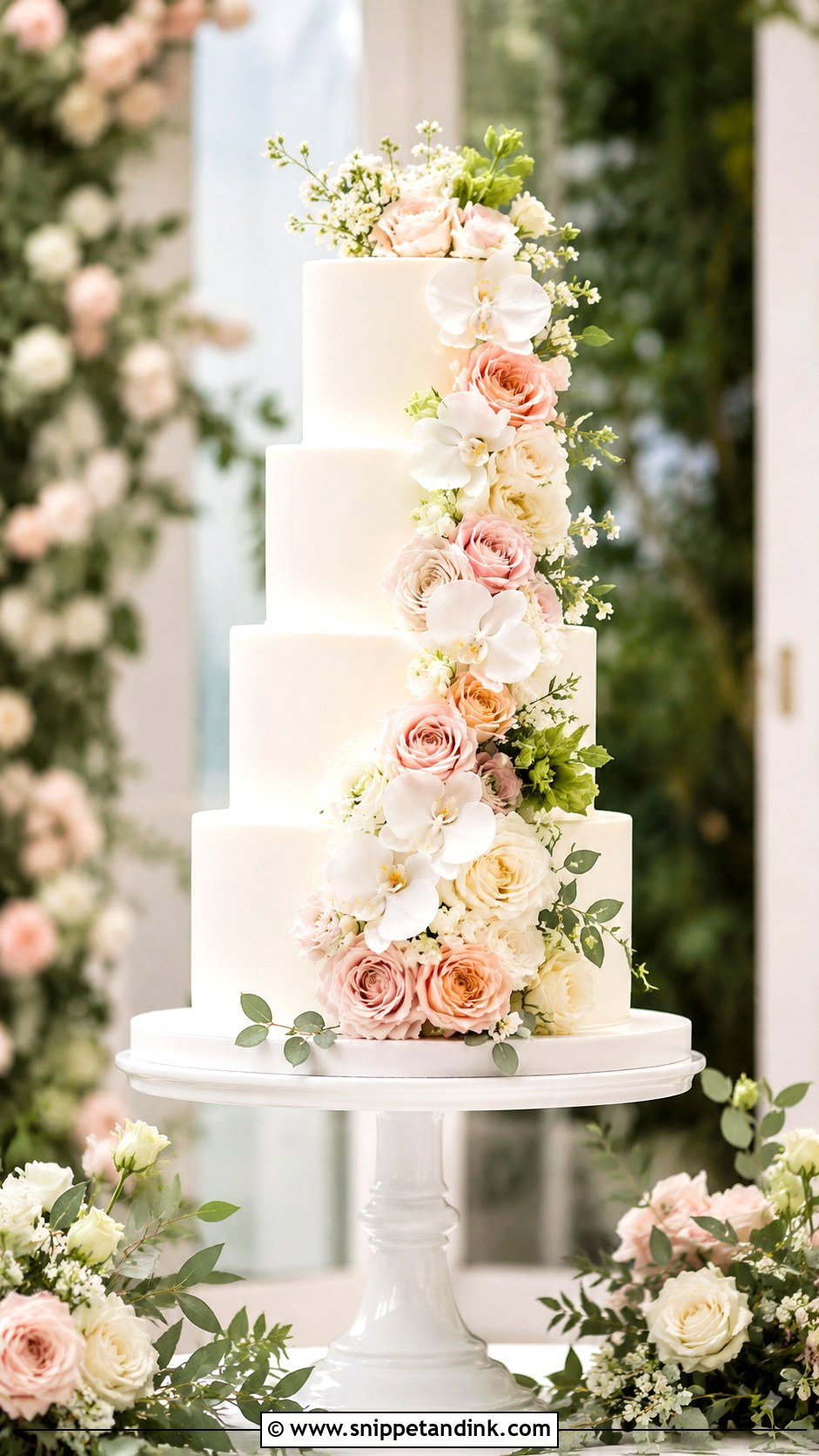 Floral Cascade Wedding Cake - Snippet and Ink - 20 Popular Cake Designs for Wedding