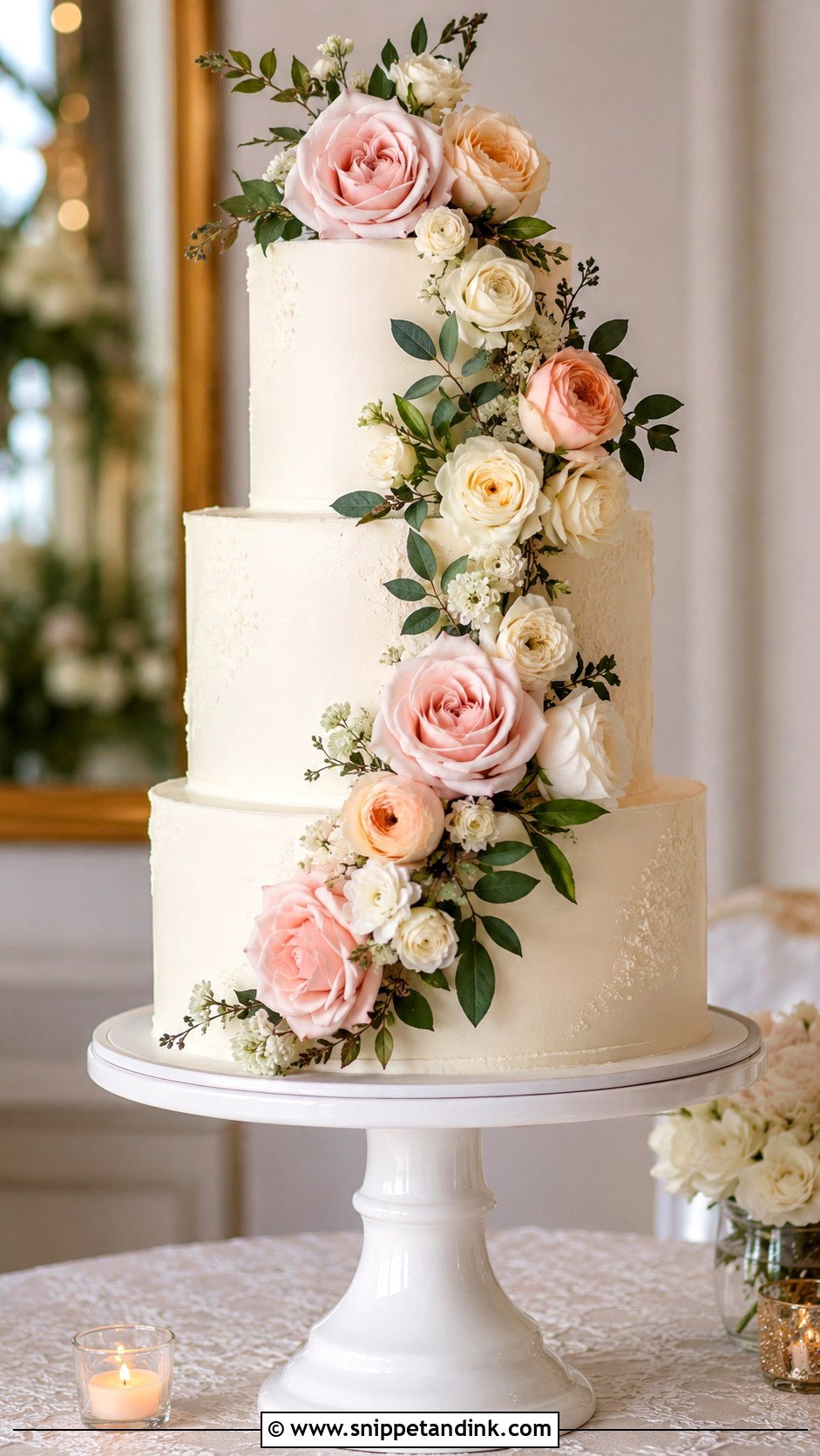 Floral Cascade Wedding Cake - Snippet and Ink - 20 Simple Flower Cake Ideas for Wedding