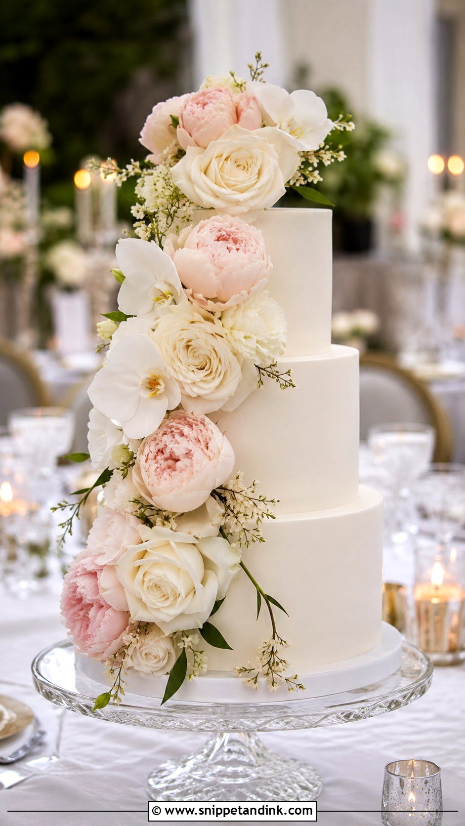Floral Cascade Wedding Cake - Snippet and Ink - 20 Sophisticated Wedding Cake Ideas