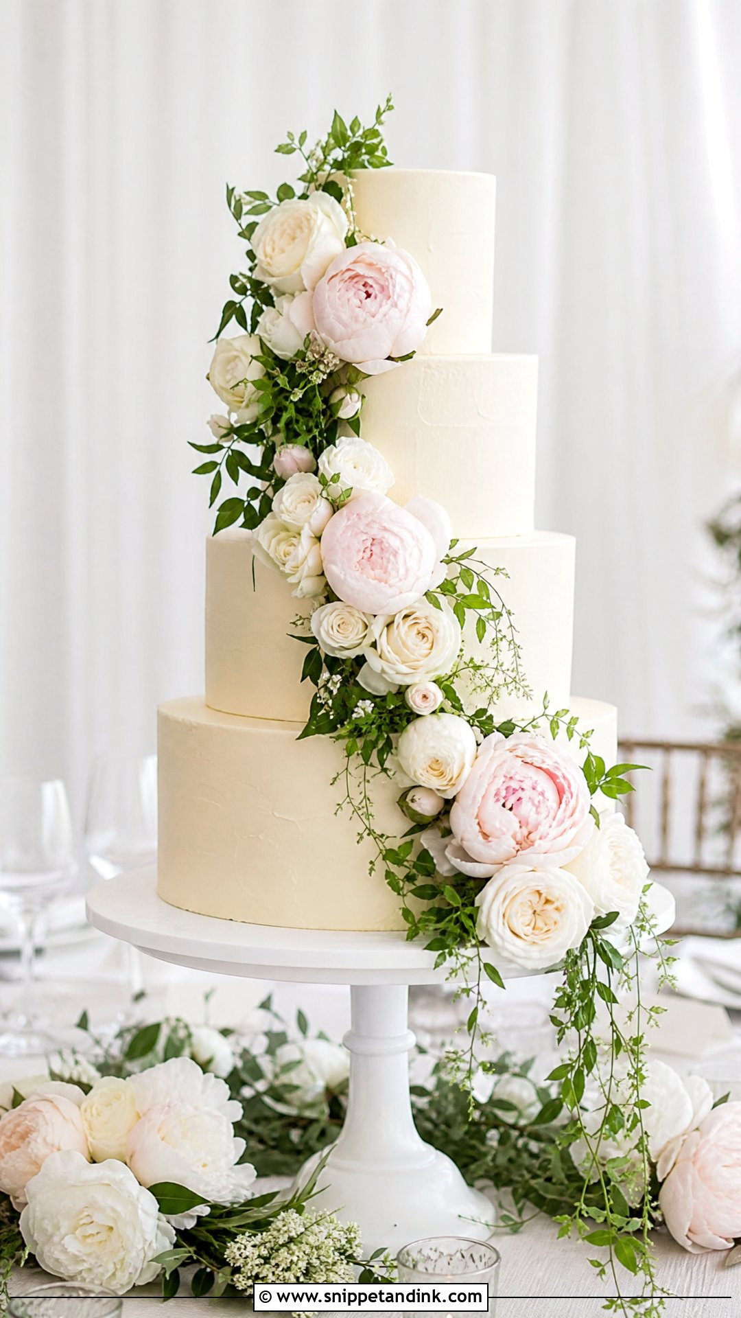 Floral Cascade Wedding Cake - Snippet and Ink - 20 Timeless Wedding Cake Ideas