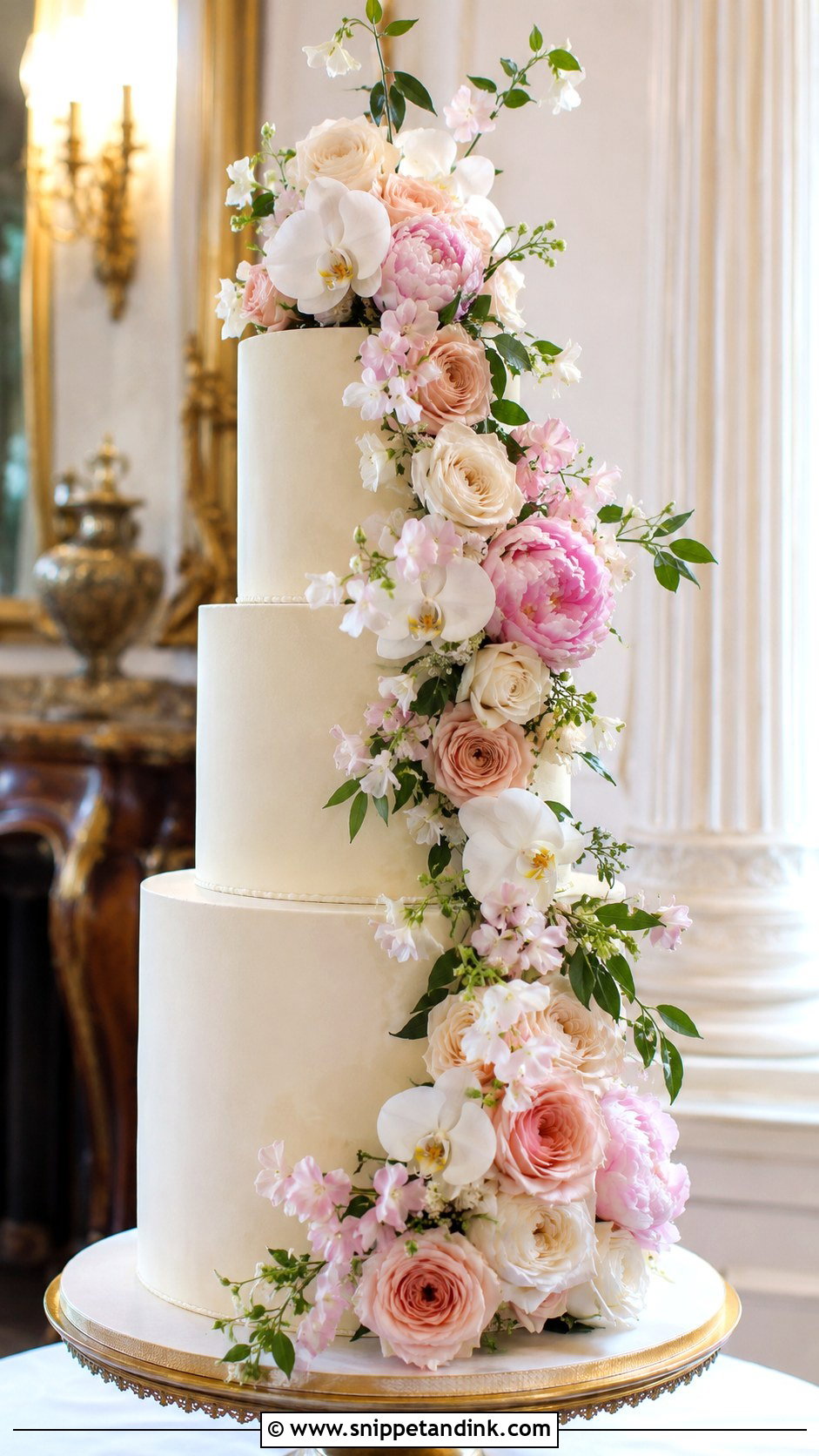 Floral Cascade Wedding Cake - Snippet and Ink - 20 Uk Cake Design Ideas for Wedding