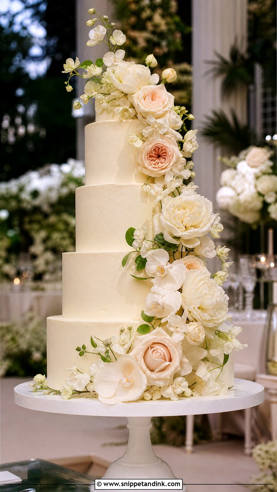Floral Cascade Wedding Cake - Snippet and Ink - 20 Unique Luxury Wedding Cake Ideas