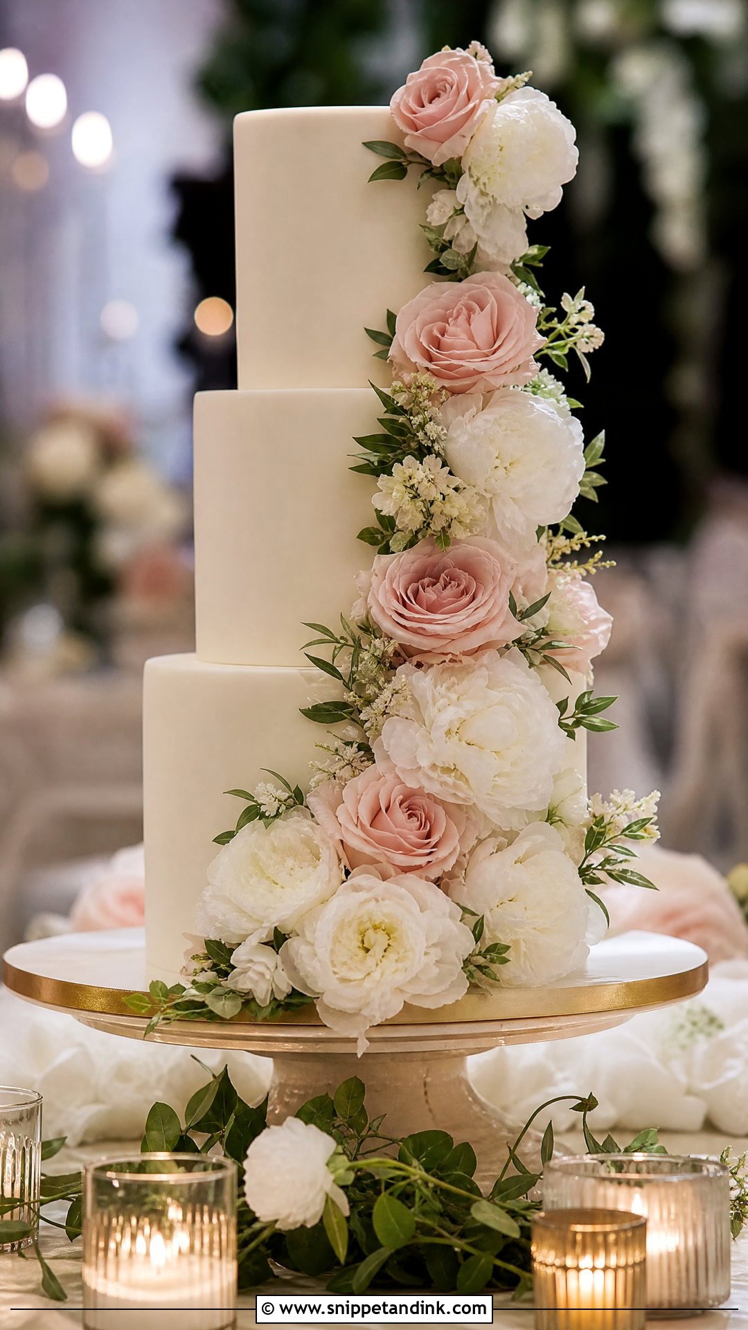 Floral Cascade Wedding Cake - Snippet and Ink - 20 Wedding Cake Inspiration