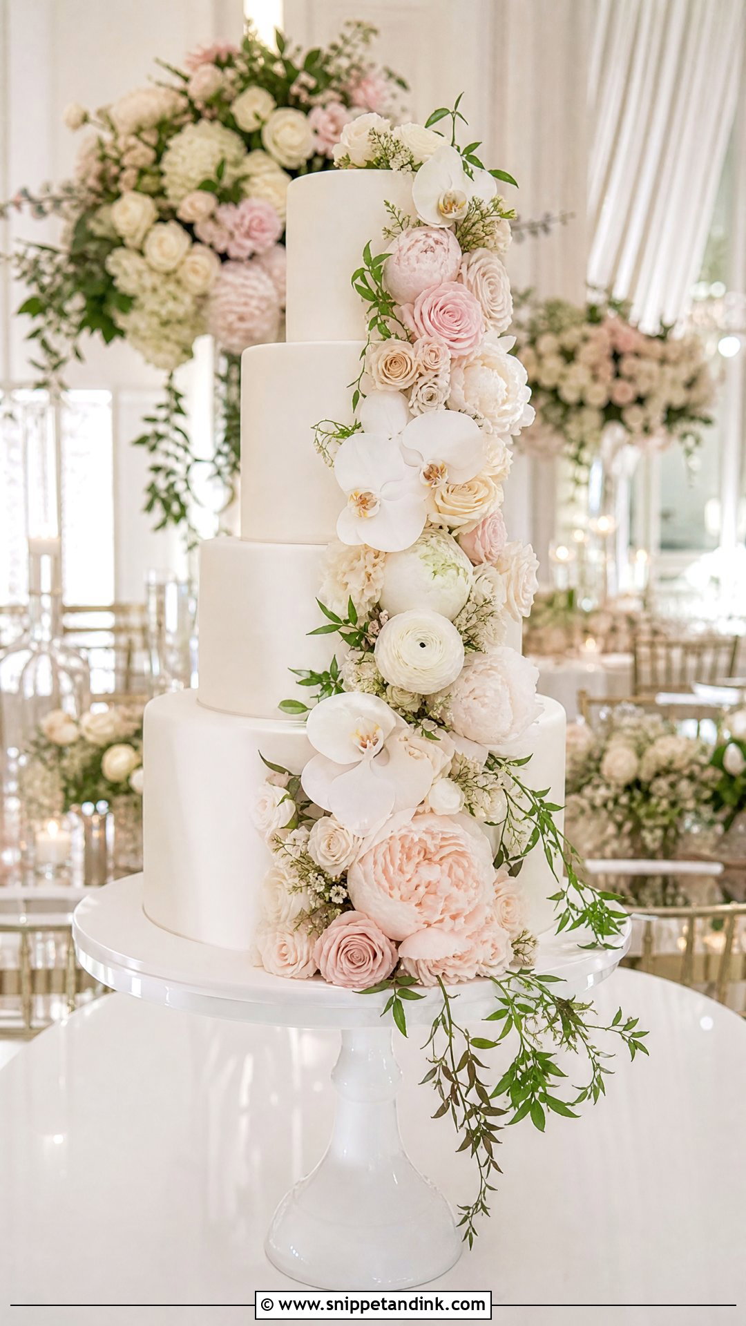 Floral Cascade Wedding Cake - Snippet and Ink - 20 Wedding Cake with Flowers