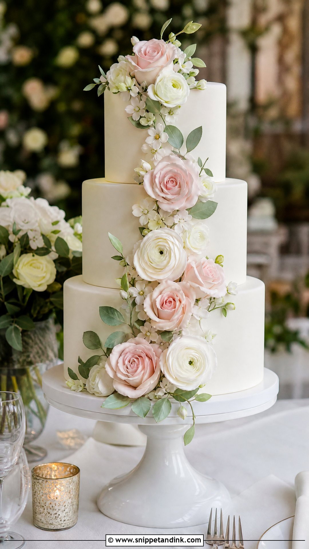 Floral Cascade Wedding Cake - Snippet and Ink - 25 Classy Wedding Cakes