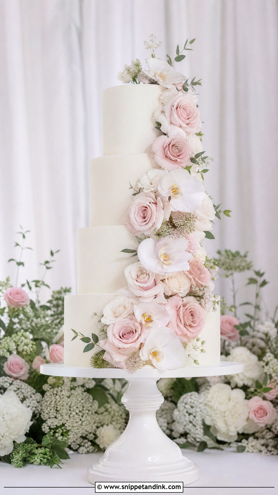 Floral Cascade Wedding Cake - Snippet and Ink - 25 Elegant Unique Classy Wedding Cakes