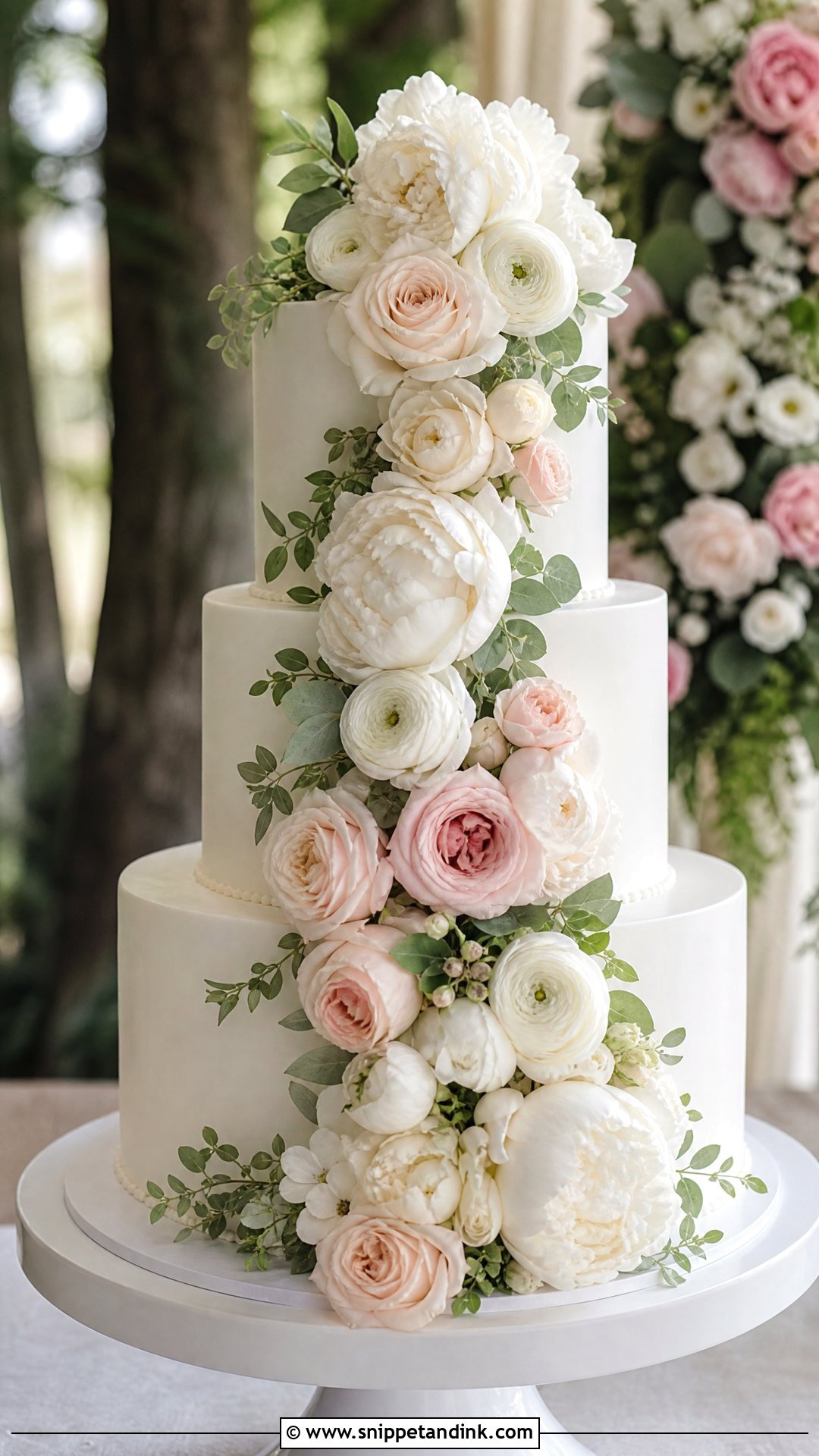 Floral Cascade Wedding Cake - Snippet and Ink - 25 Love Theme Cake Ideas for Wedding