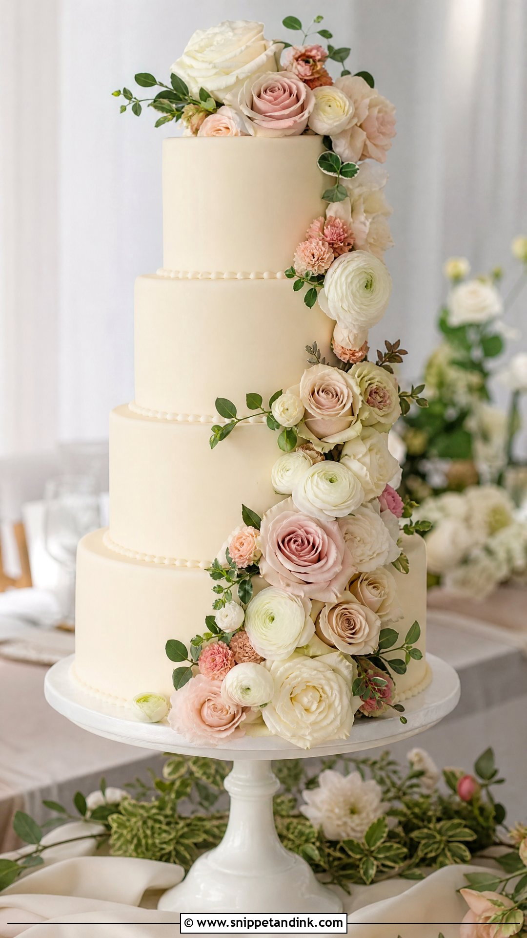 Floral Cascade Wedding Cake - Snippet and Ink - 25 Luxury Wedding Cake Ideas