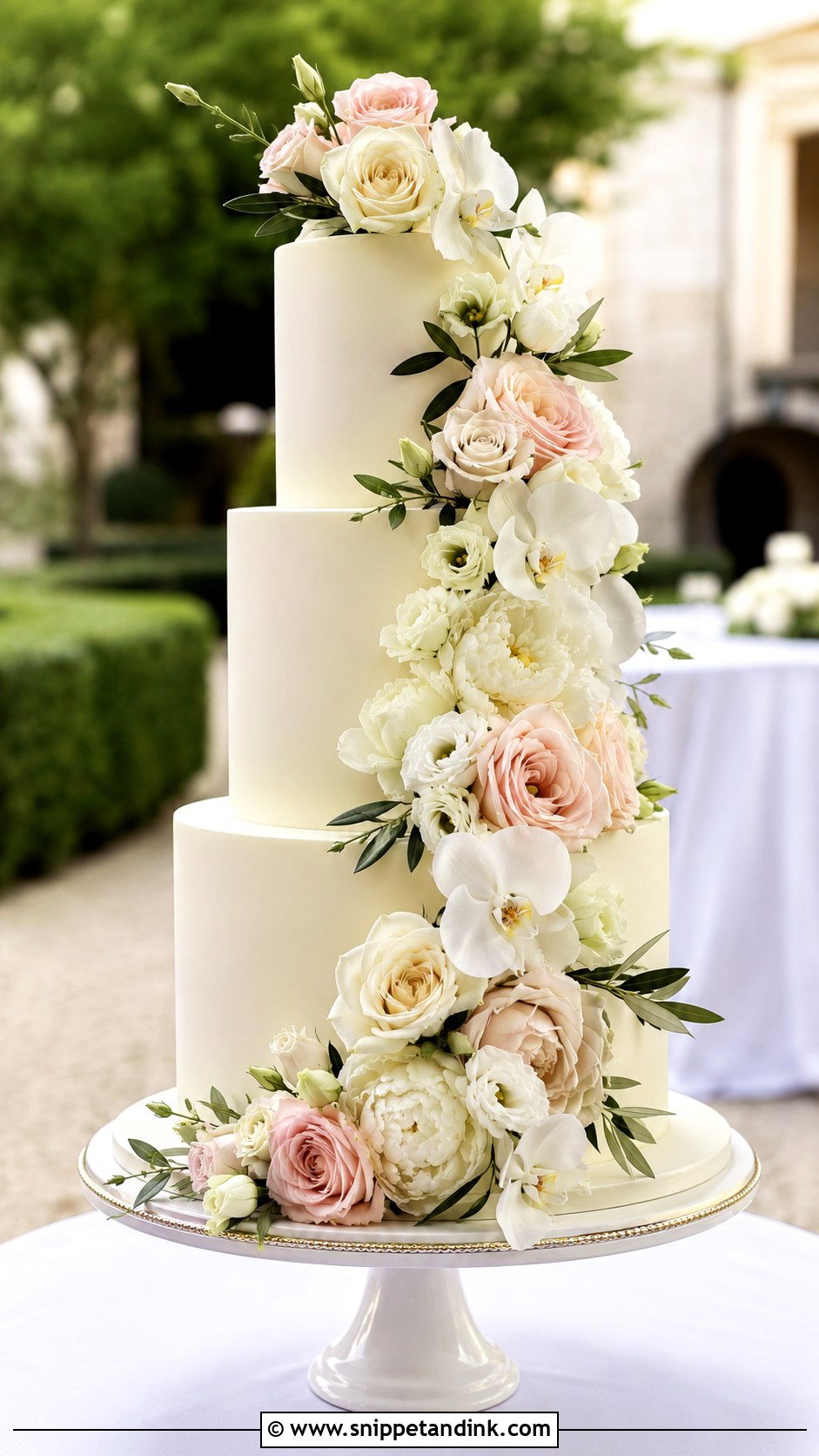 Floral Cascade Wedding Cake - Snippet and Ink - 25 Outdoor Wedding Cake Ideas