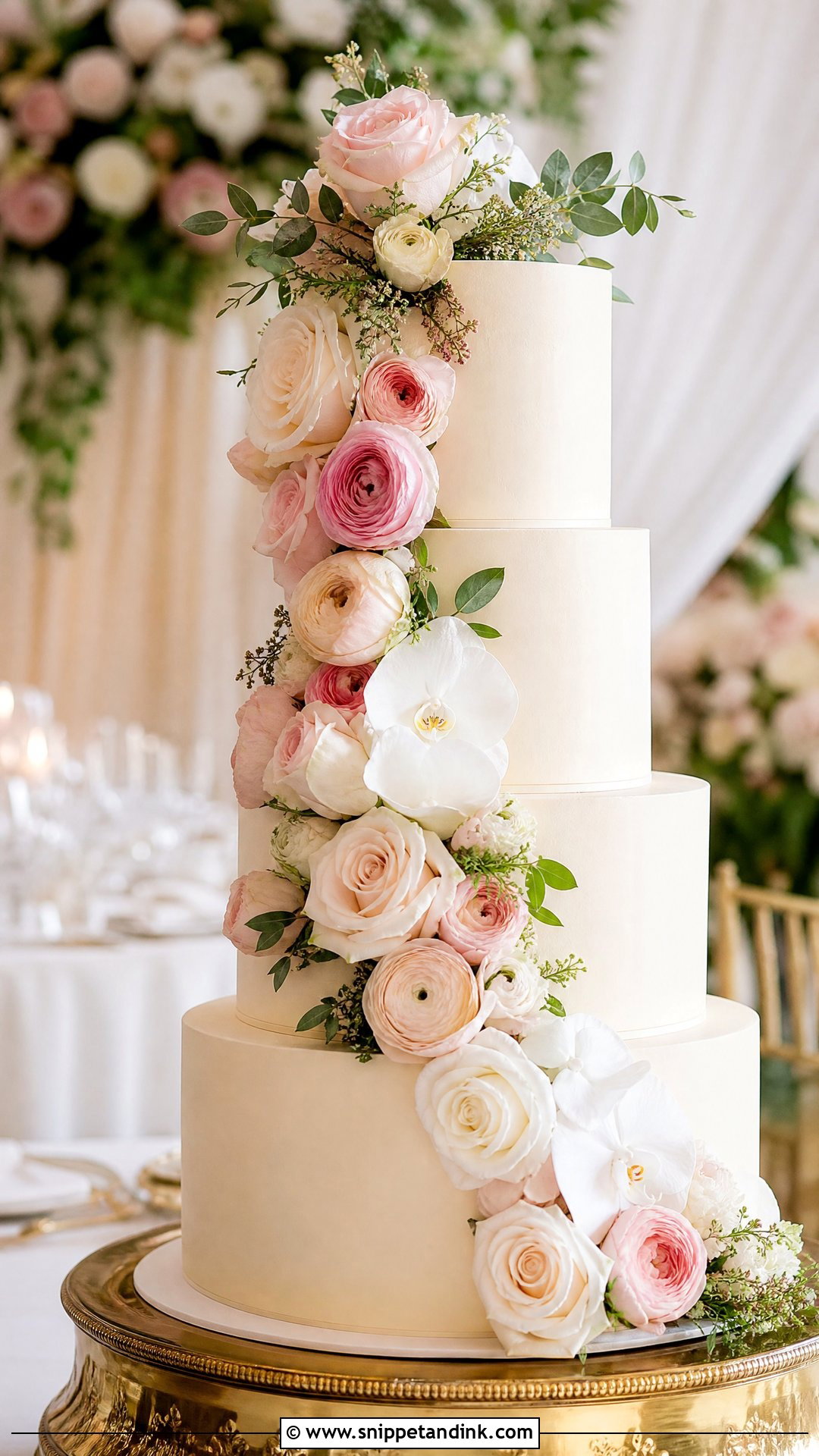 Floral Cascade Wedding Cake - Snippet and Ink - 25 Unique Wedding Cakes
