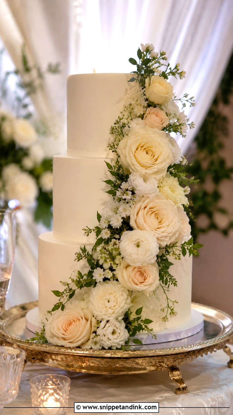 Floral Cascade Wedding Cake - Snippet and Ink - 20 Easy Wedding Cake Designs