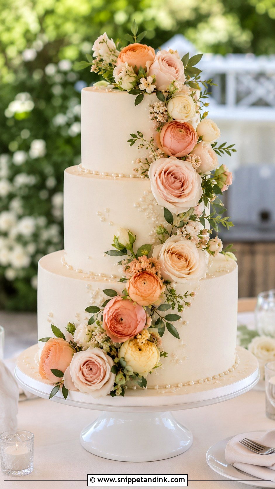 Floral Cascade Wedding Cake - Snippet and Ink - 25 Wedding Cake Business
