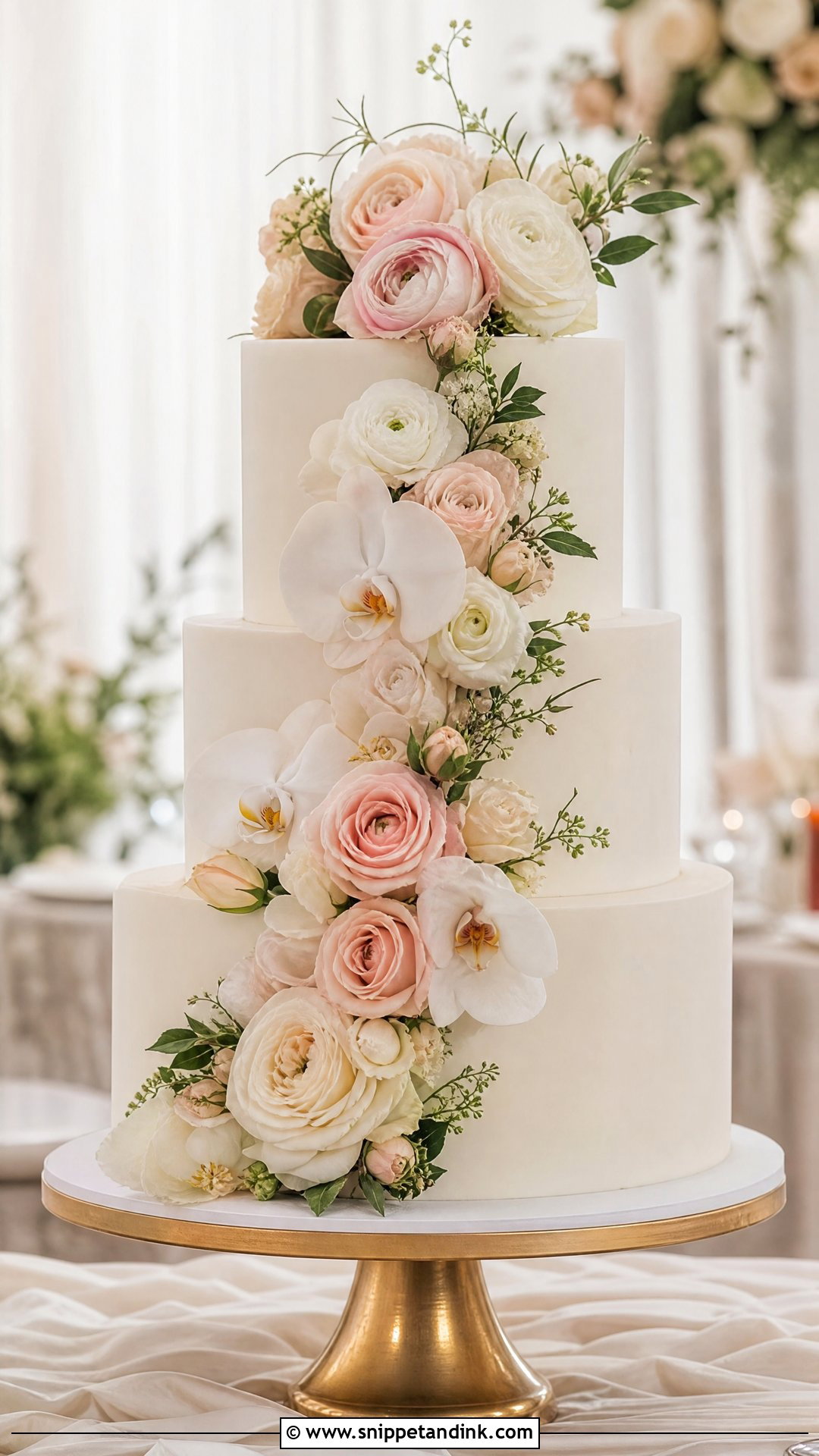 Floral Cascade Wedding Cake - Snippet and Ink - 30 Pretty Cake Ideas for Wedding