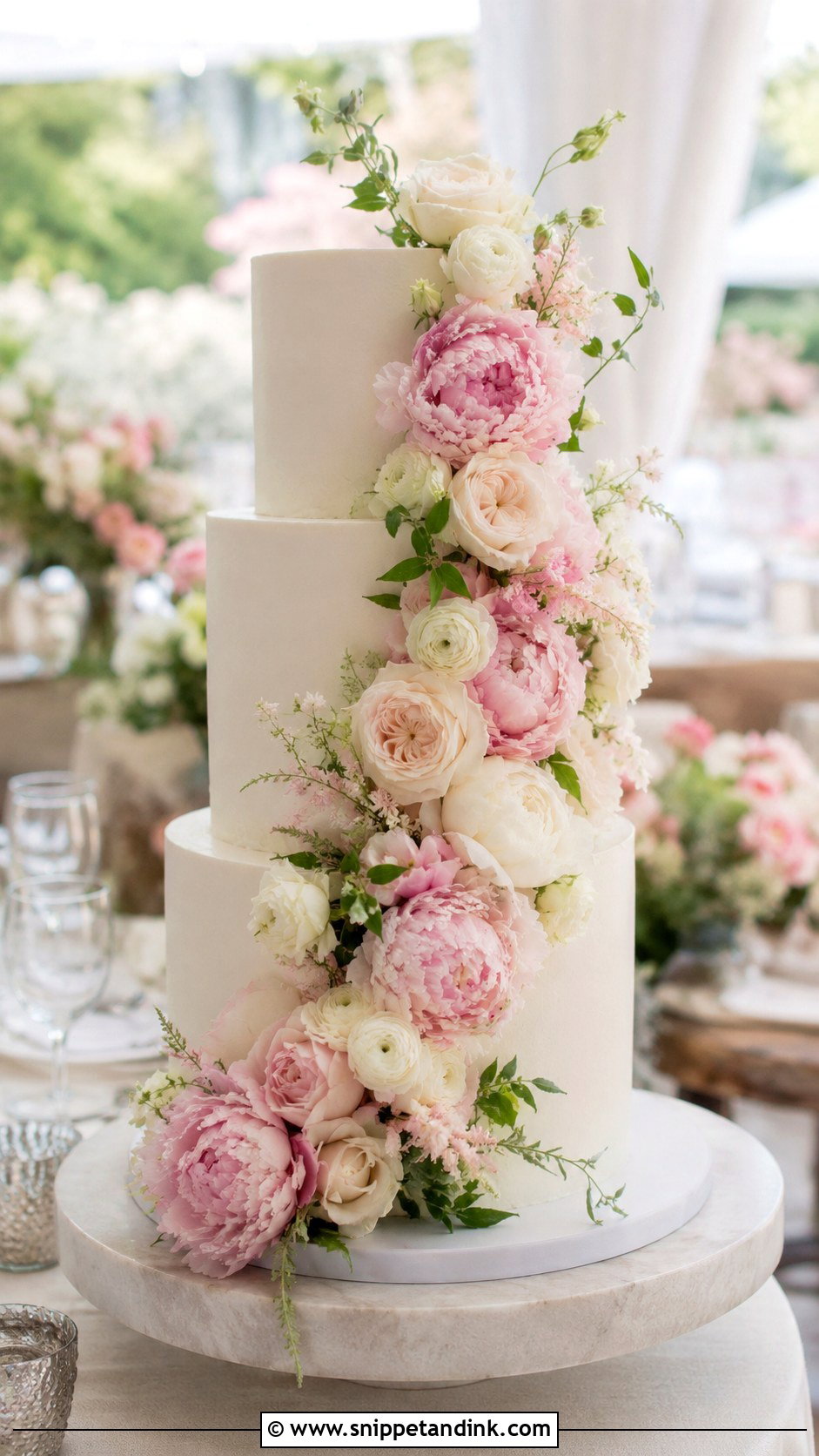 Floral Cascade Wedding Cake - Snippet and Ink - 30 Spring Flowers Wedding Cake Ideas