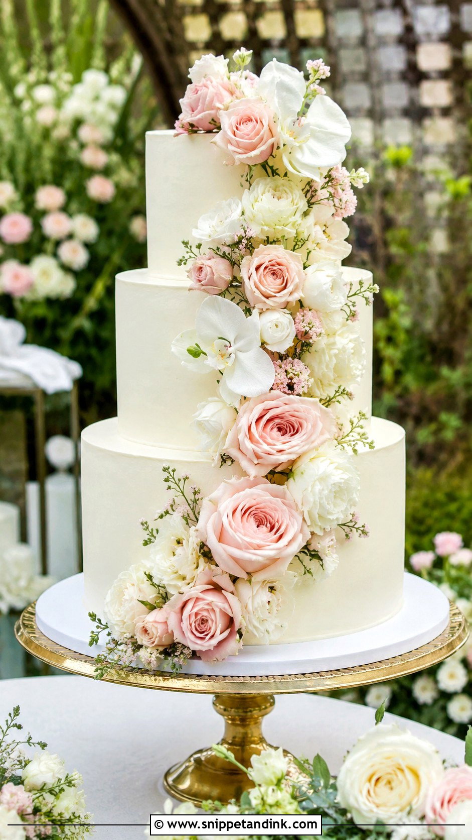Floral Cascade Wedding Cake - Snippet and Ink - 20 Beautiful Wedding Cakes