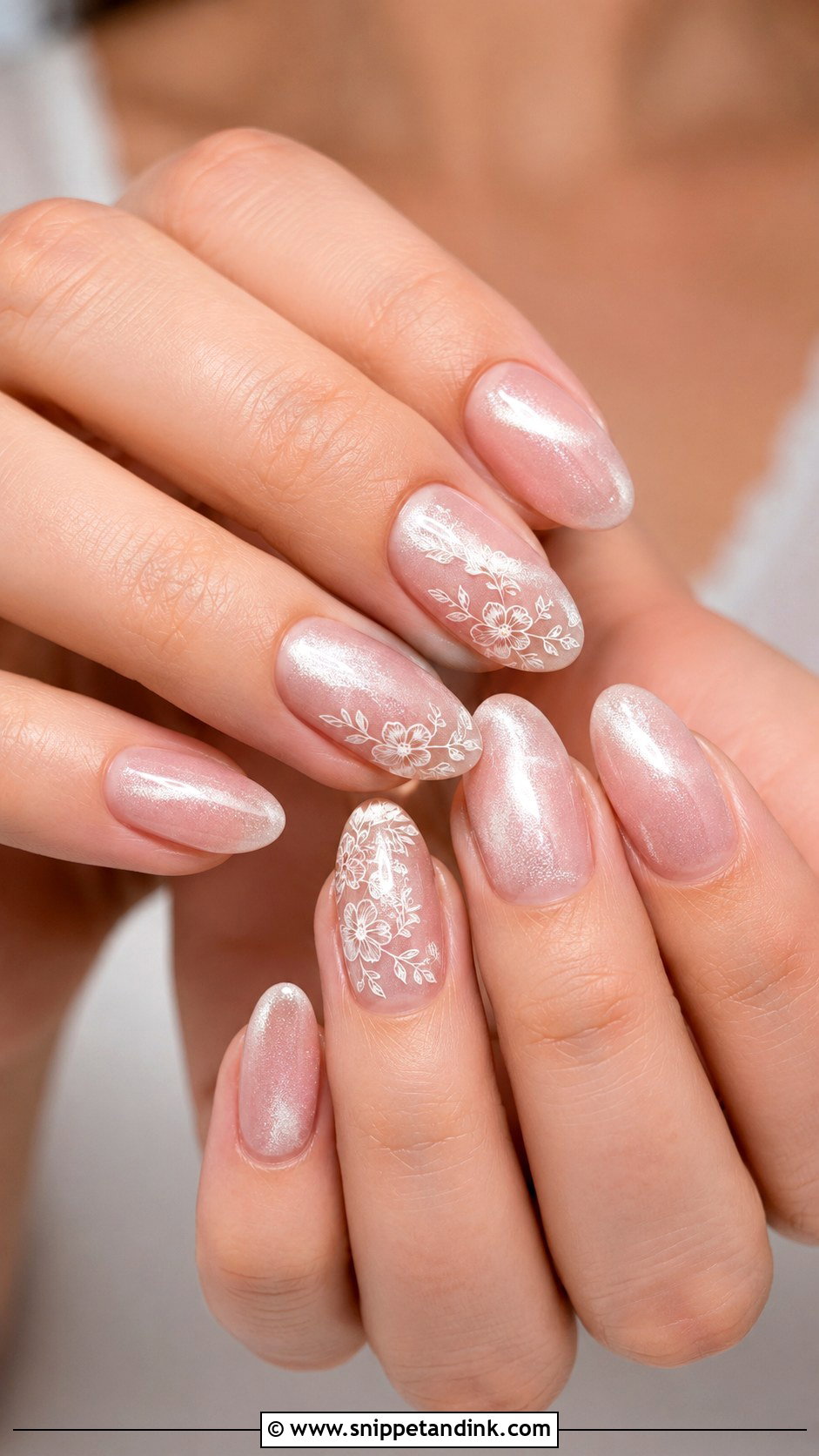 Floral Cat Eye Bridal Wedding Nails - Snippet and Ink - 20 Cat Eye Bridal Wedding Nails