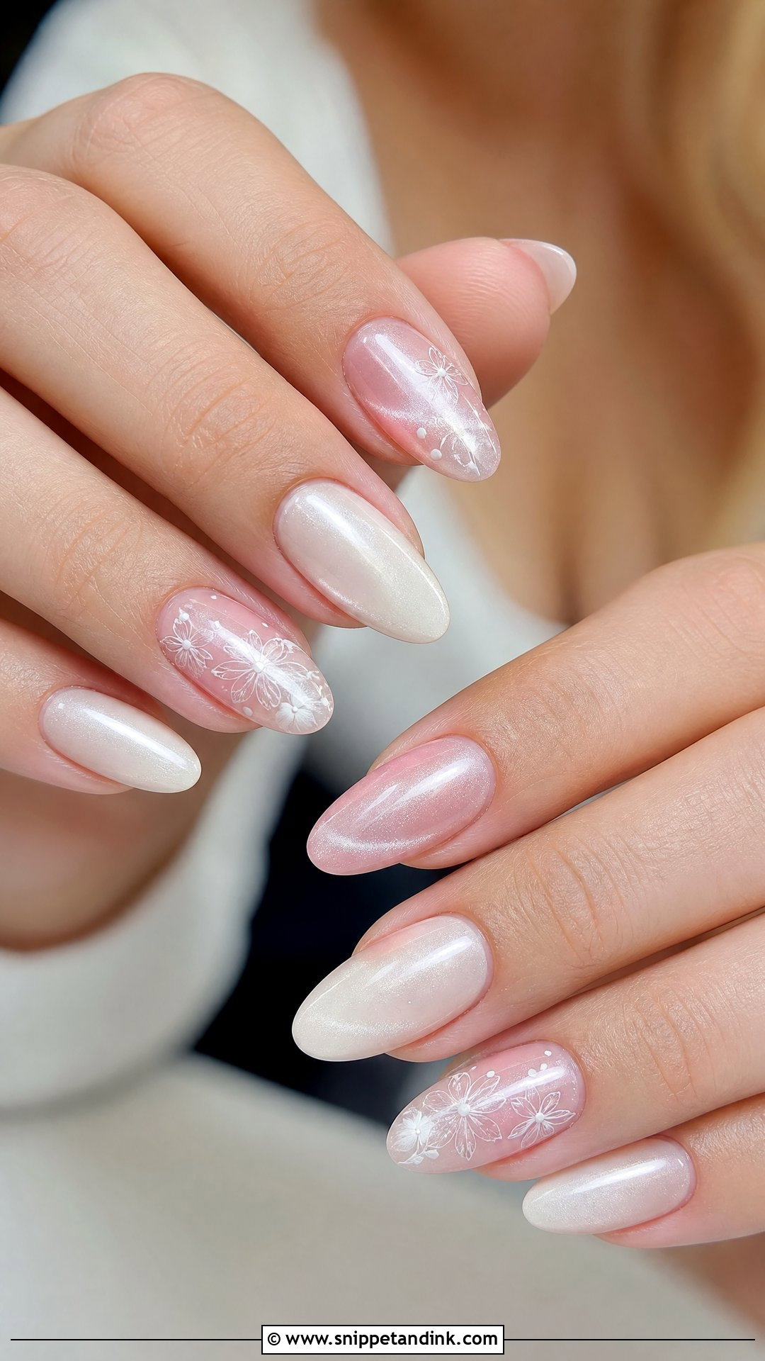 Floral Cat Eye Wedding Nails - Snippet and Ink - 25 Cat Eye Wedding Nails