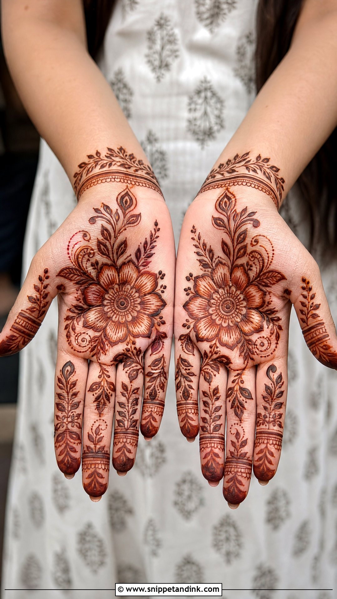 Floral Centre Mehndi Design - Snippet and Ink - 20 Centre Mehndi Design Ideas