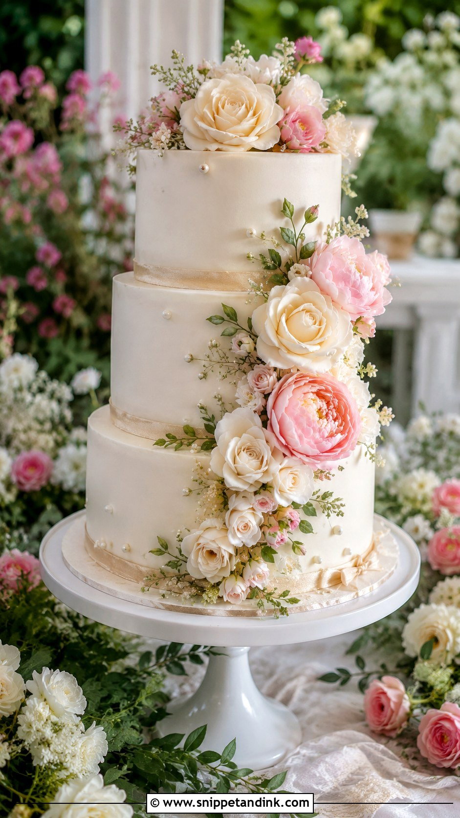Floral Charm Wedding Cake - Snippet and Ink - 20 Charm Cake Ideas for Wedding