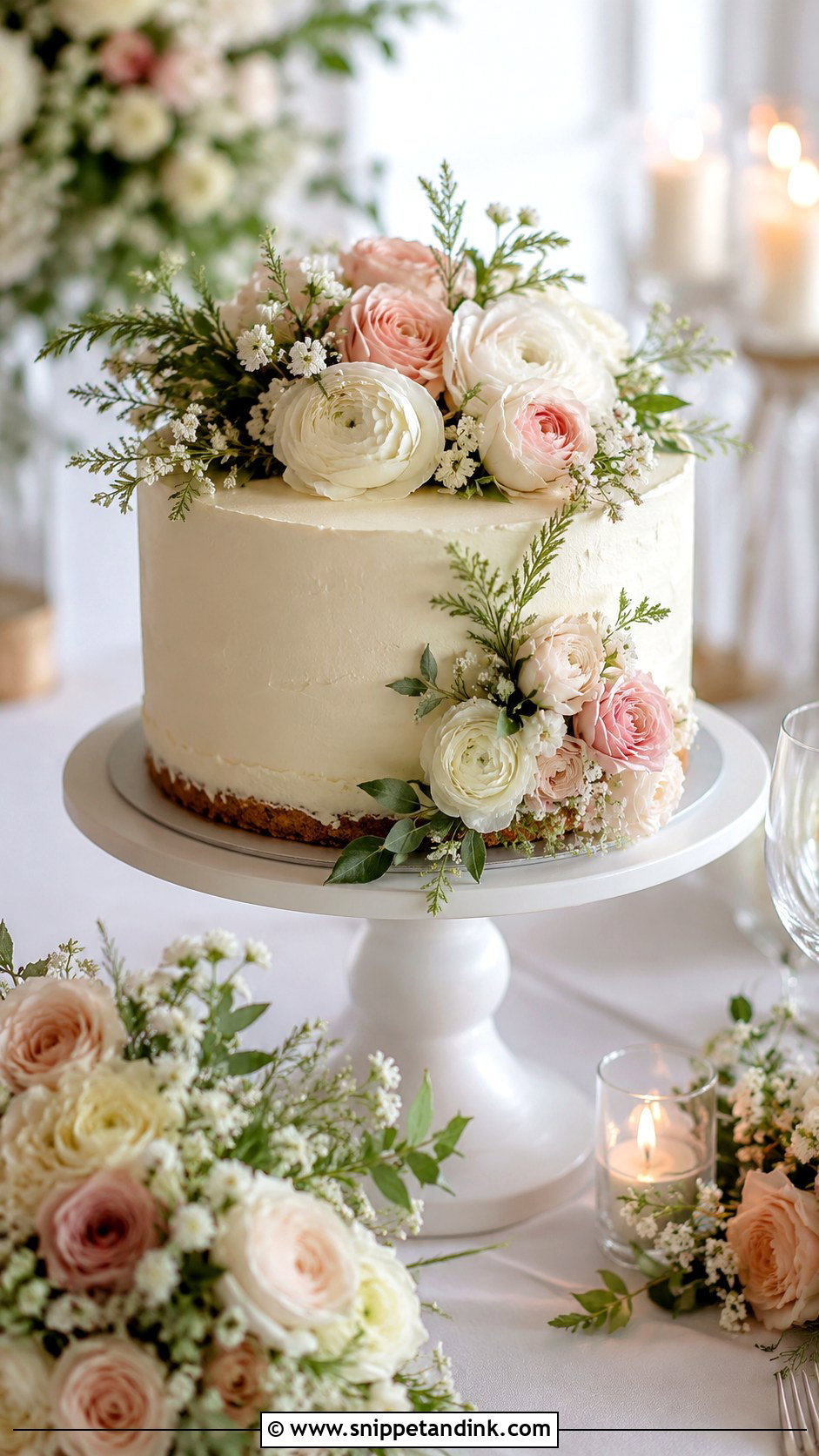 Floral Cheesecake Wedding Cake - Snippet and Ink - 20 Cheesecake Wedding Cake Ideas