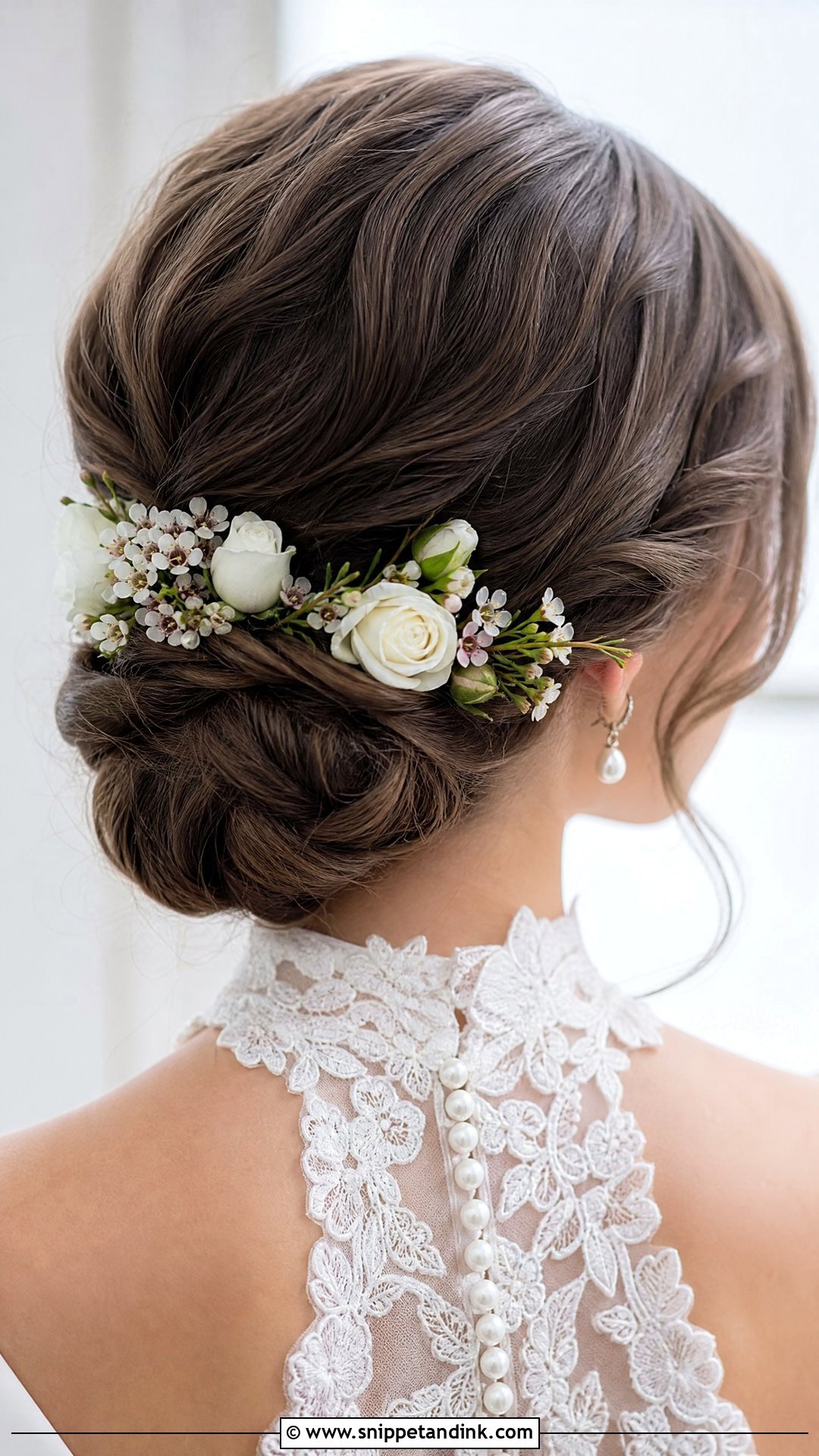 Floral Chignon For Brides - Snippet and Ink - 15 Flowers for Brides Hair Ideas