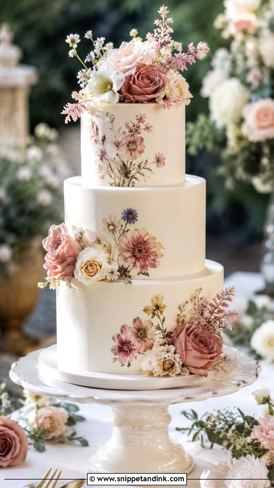 Floral Cinnamon Wedding Cake - Snippet and Ink - 20 Cinnamon Wedding Cake Ideas