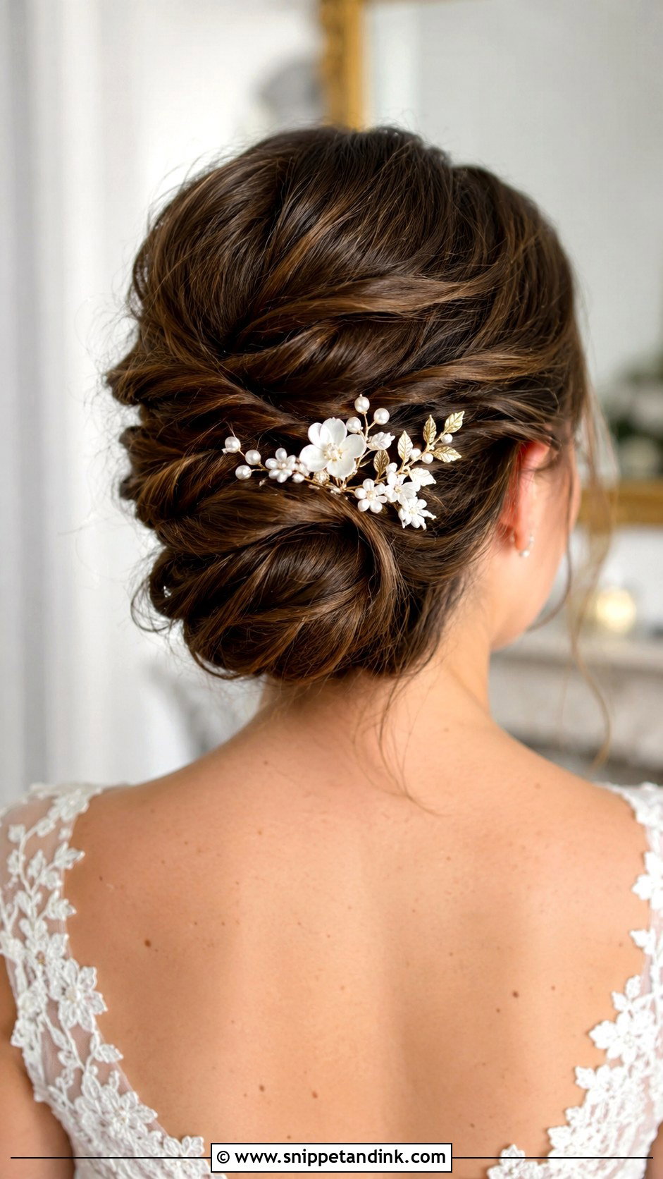 Floral Comb With Twisted Updo - Snippet and Ink - 20 Bridal Hair Comb Ideas