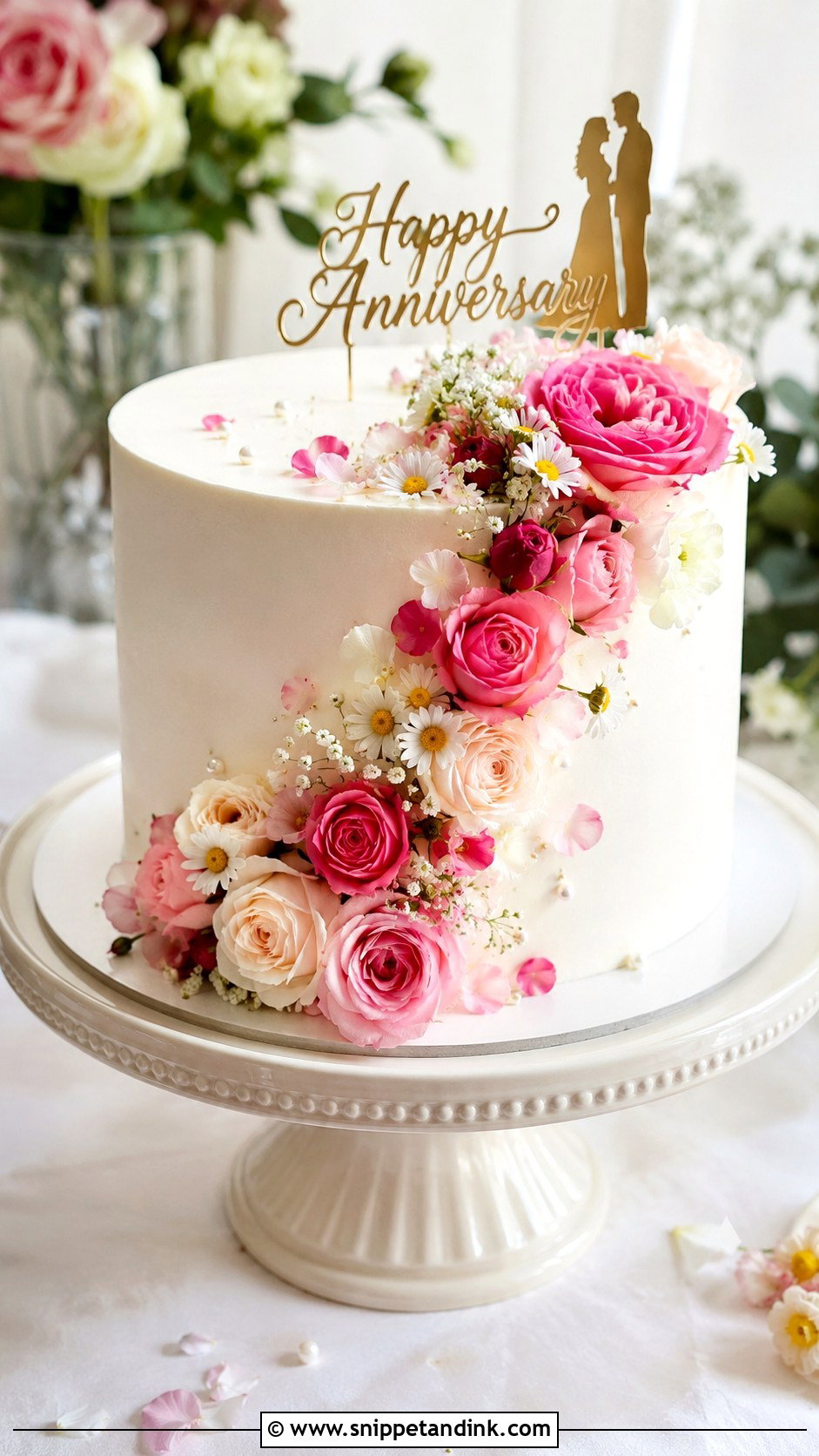 Floral Couple Cake - Snippet and Ink - 20 Couples Cake Ideas