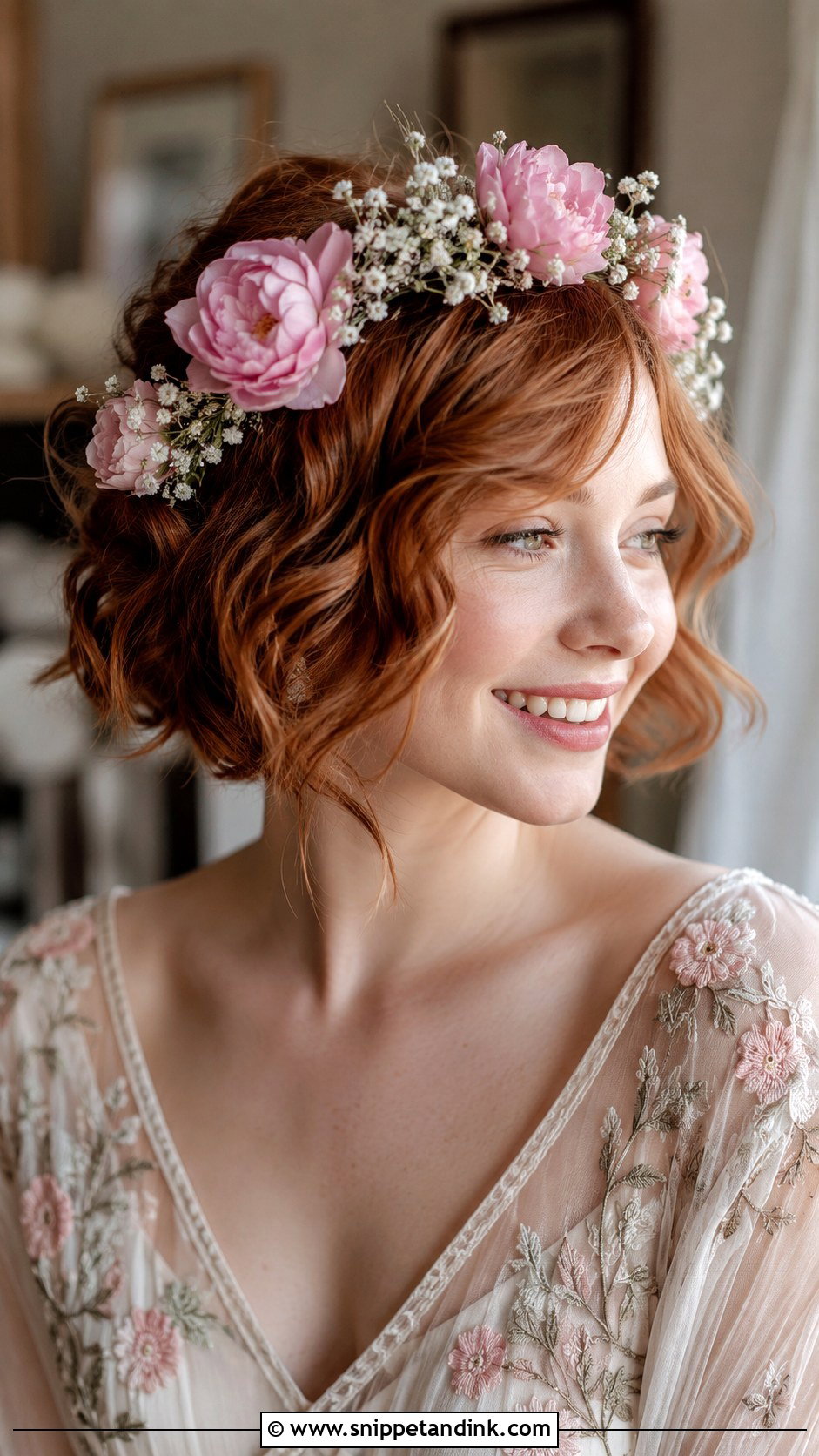Floral Crown Bob - Snippet and Ink - 20 Bob Wedding Guest Hairstyles