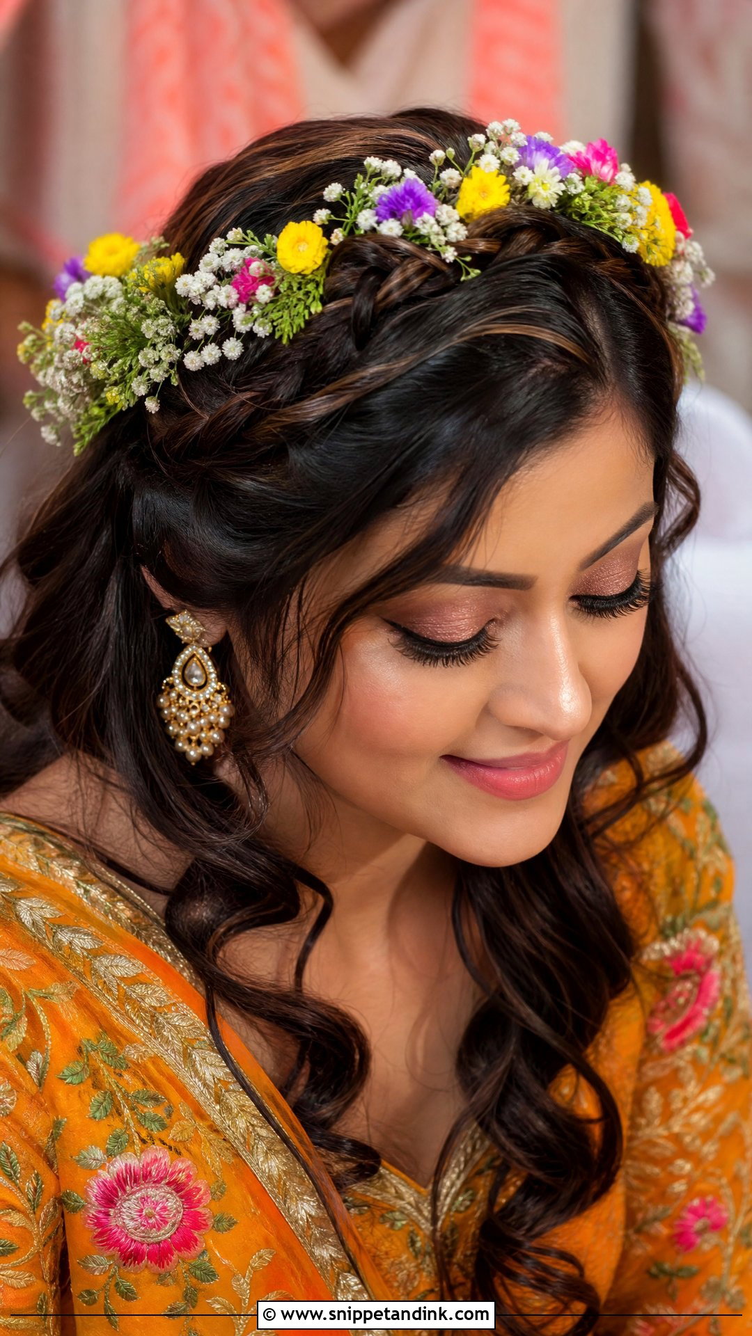 Floral Crown Braid - Snippet and Ink - 20 Punjabi Bride Hairstyle Ideas