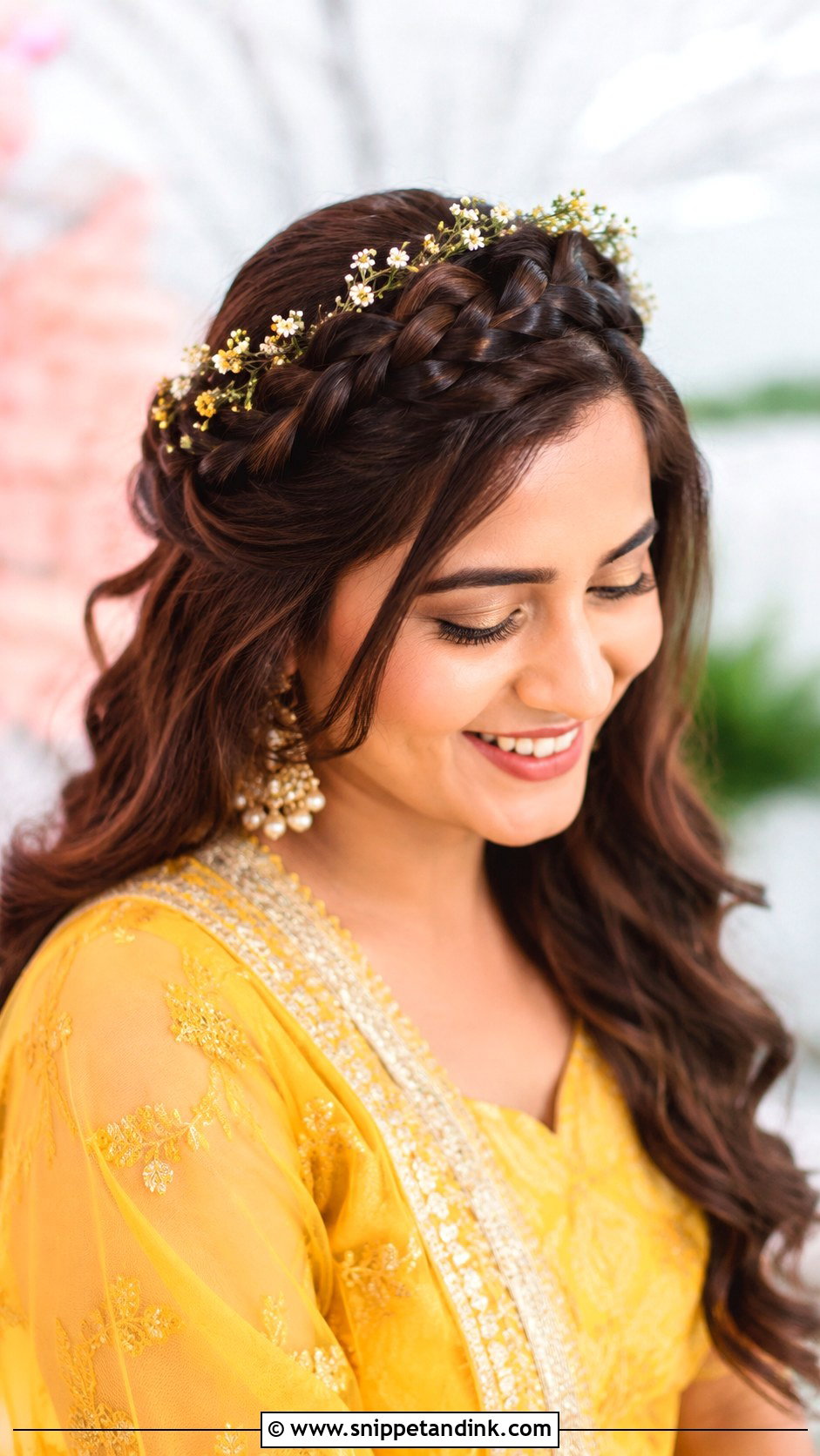 Floral Crown Braid - Snippet and Ink - 20 Simple Hairstyles for Indian Wedding