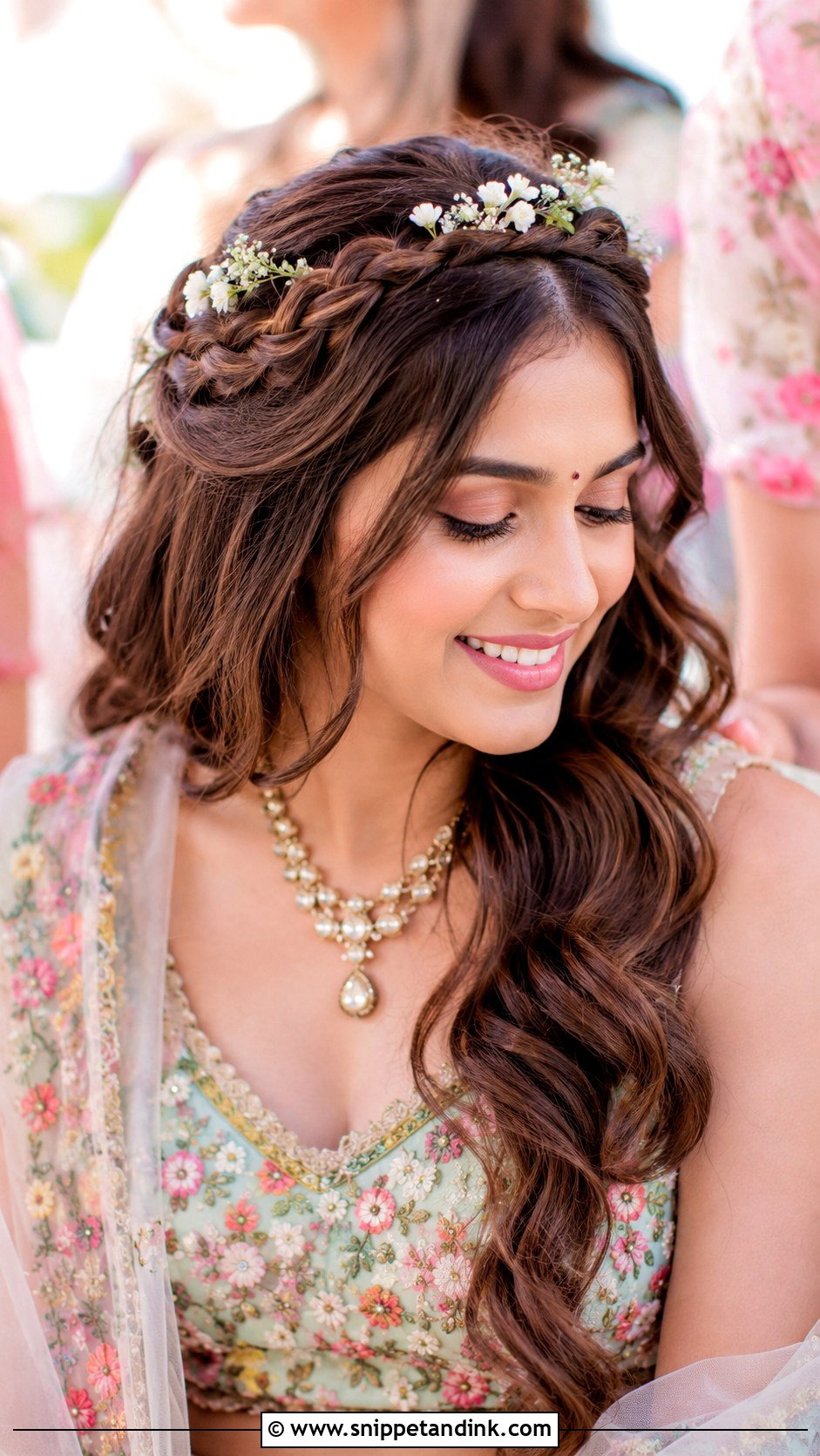 Floral Crown Braid - Snippet and Ink - 25 Indian Wedding Hair Ideas