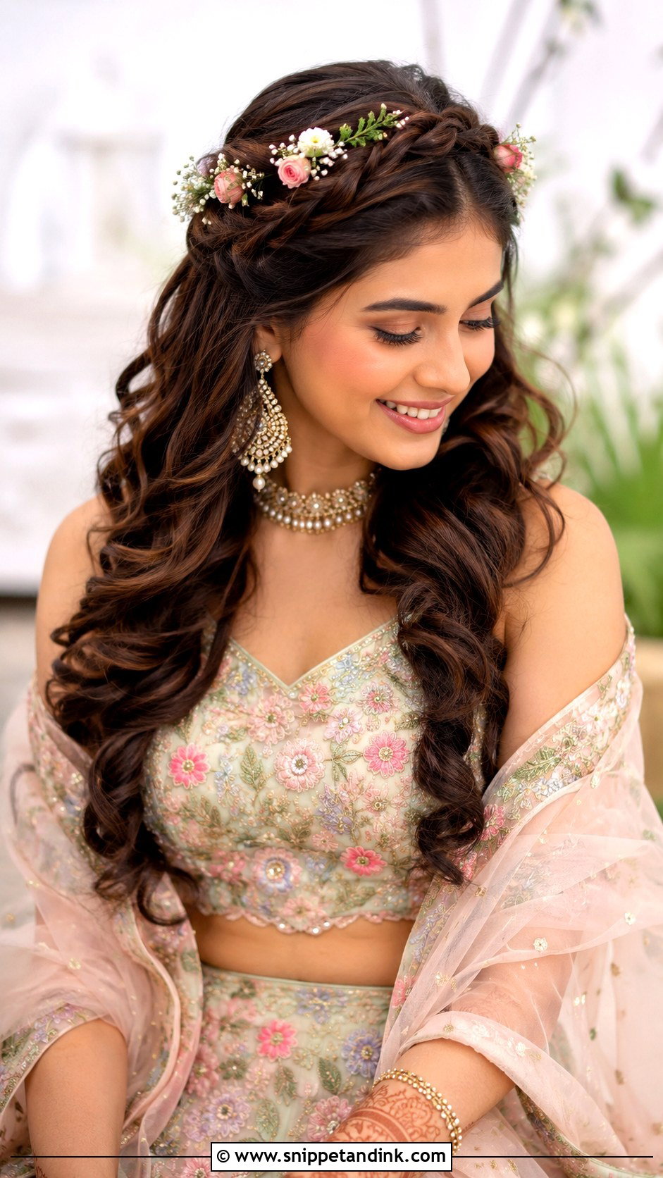 Floral Crown Braid - Snippet and Ink - 35 Indian Wedding Bridal Hairstyle Ideas