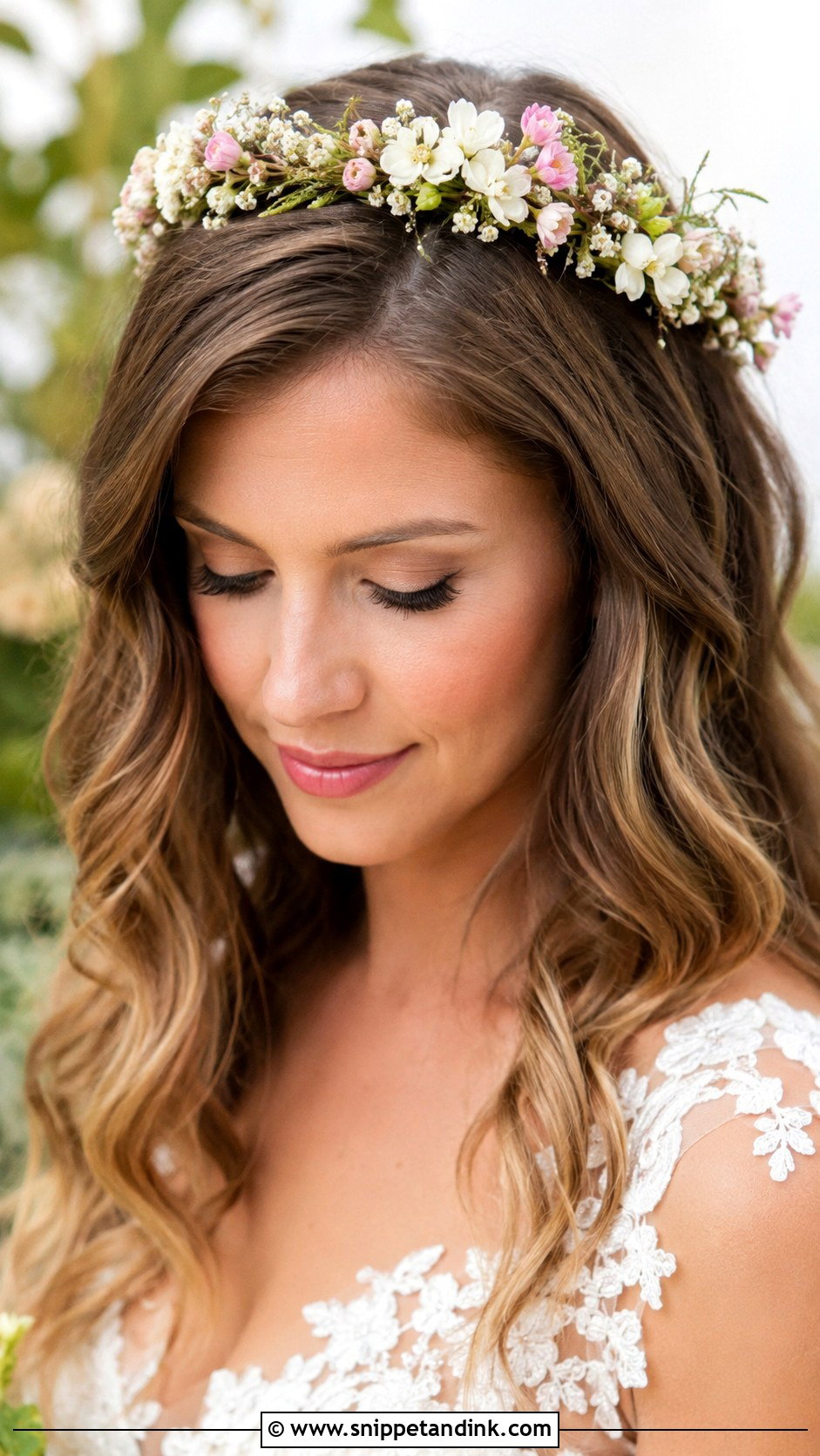 Floral Crown Bridal Hair - Snippet and Ink - 20 Bride Hair Styles 2024