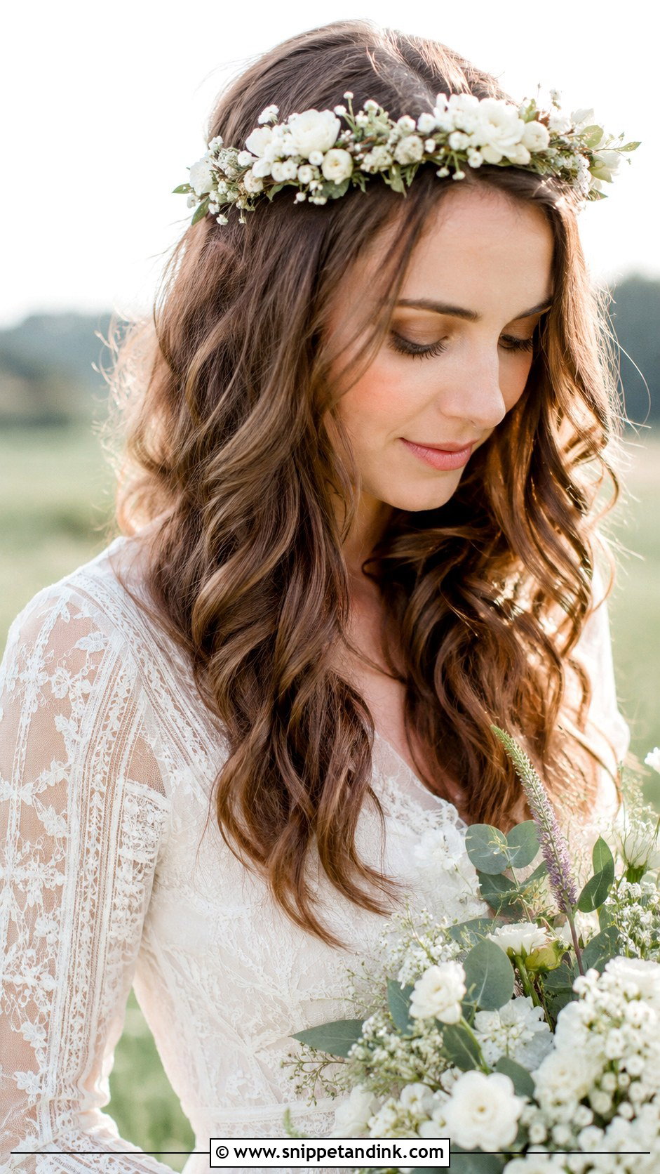 Floral Crown Bridal Hairstyle - Snippet and Ink - 20 Trending Bridal Hairstyles