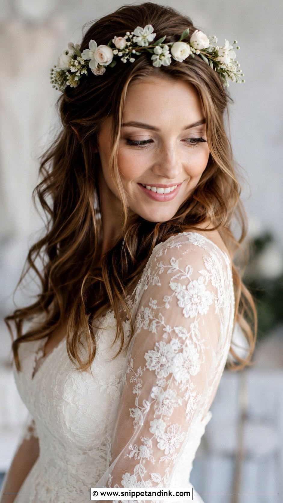 Floral Crown Bridal Hairstyle - Snippet and Ink - 25 Classy Bridal Hair Ideas