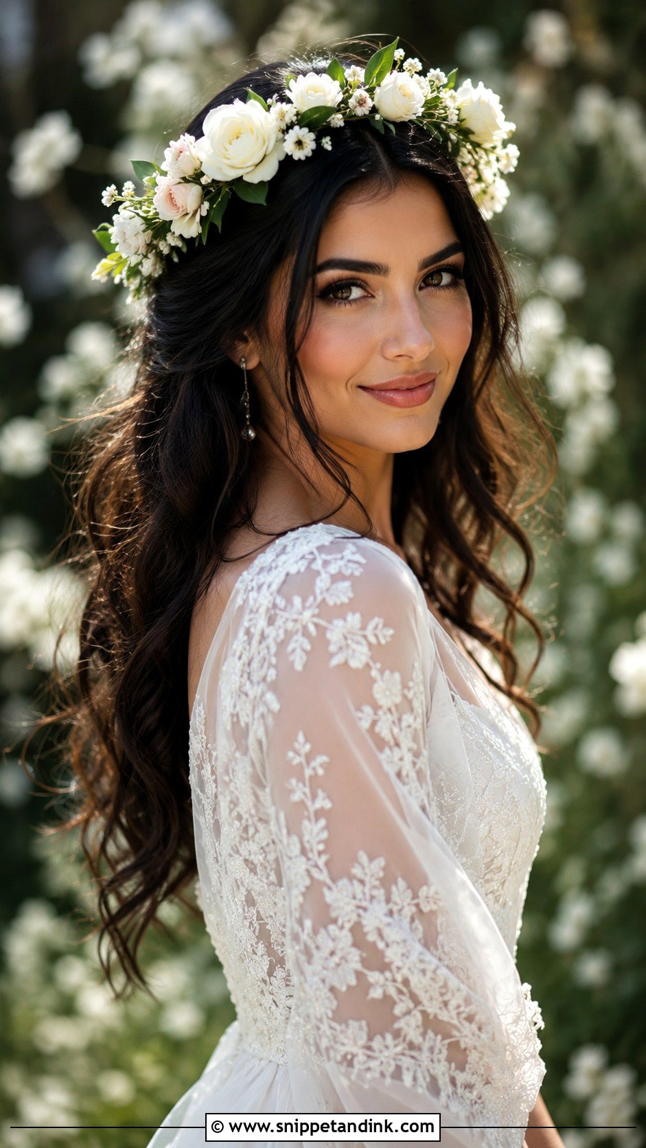 Floral Crown Bridal Hairstyle - Snippet and Ink - 20 Arab Wedding Hairstyles