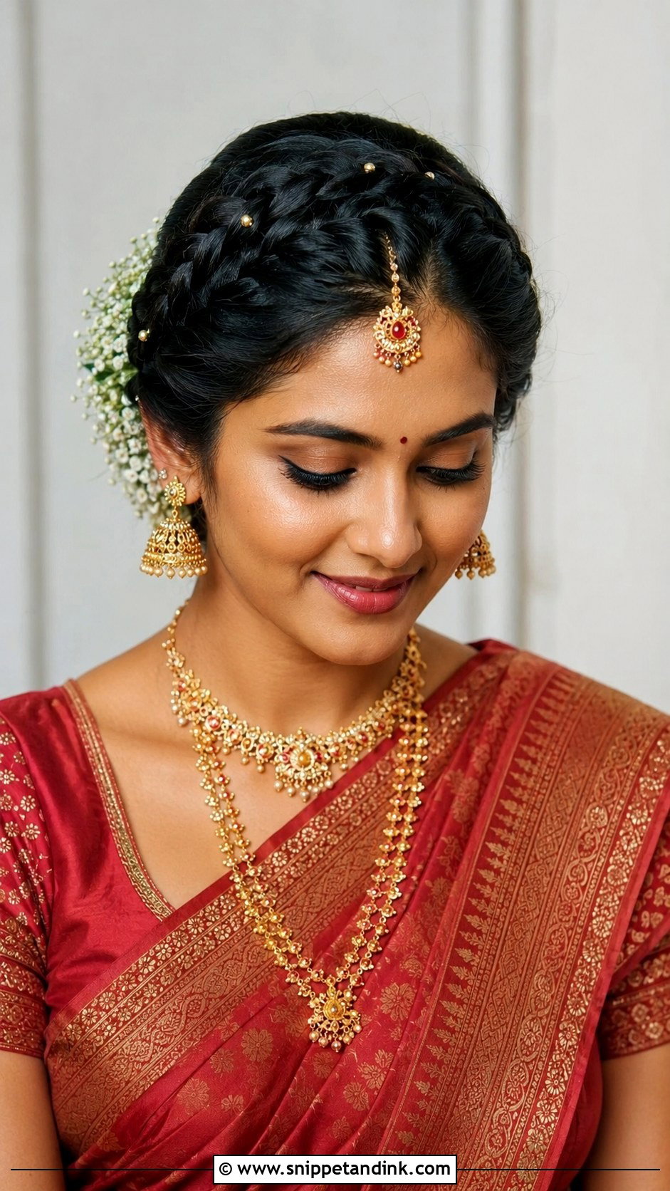 Floral Crown Bridal Look - Snippet and Ink - 25 Tamil Bride Hairstyle Ideas
