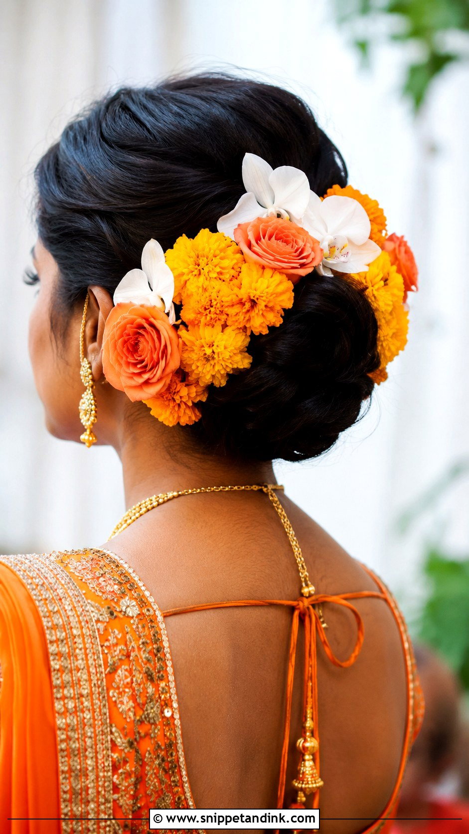 Floral Crown Bun - Snippet and Ink - 25 Indian Weddings Bridal Hairstyles