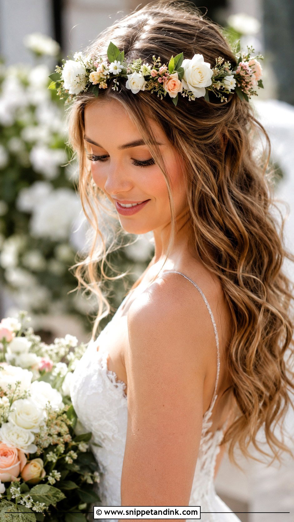 Floral Crown Down Hairstyle - Snippet and Ink - 25 Hairstyle for Marriage Ideas