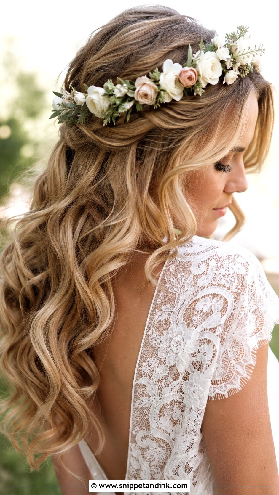 Floral Crown Down Style - Snippet and Ink - 30 Simple Hairstyles for Wedding