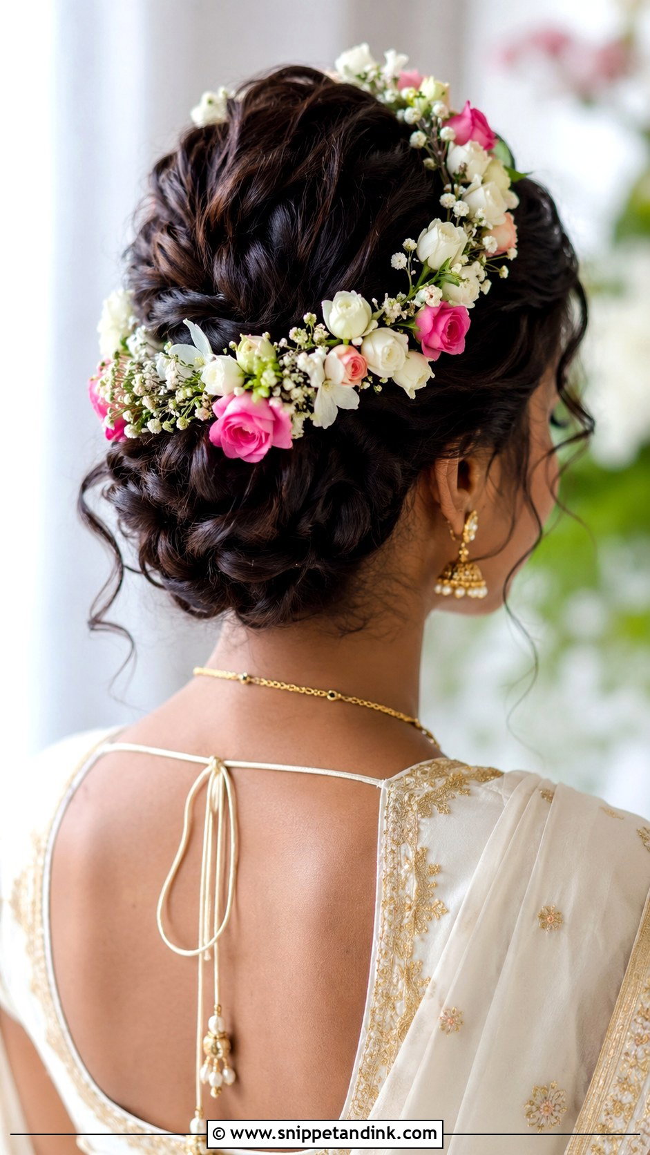 Floral Crown Updo - Snippet and Ink - 30 South Indian Bridal Hairstyles