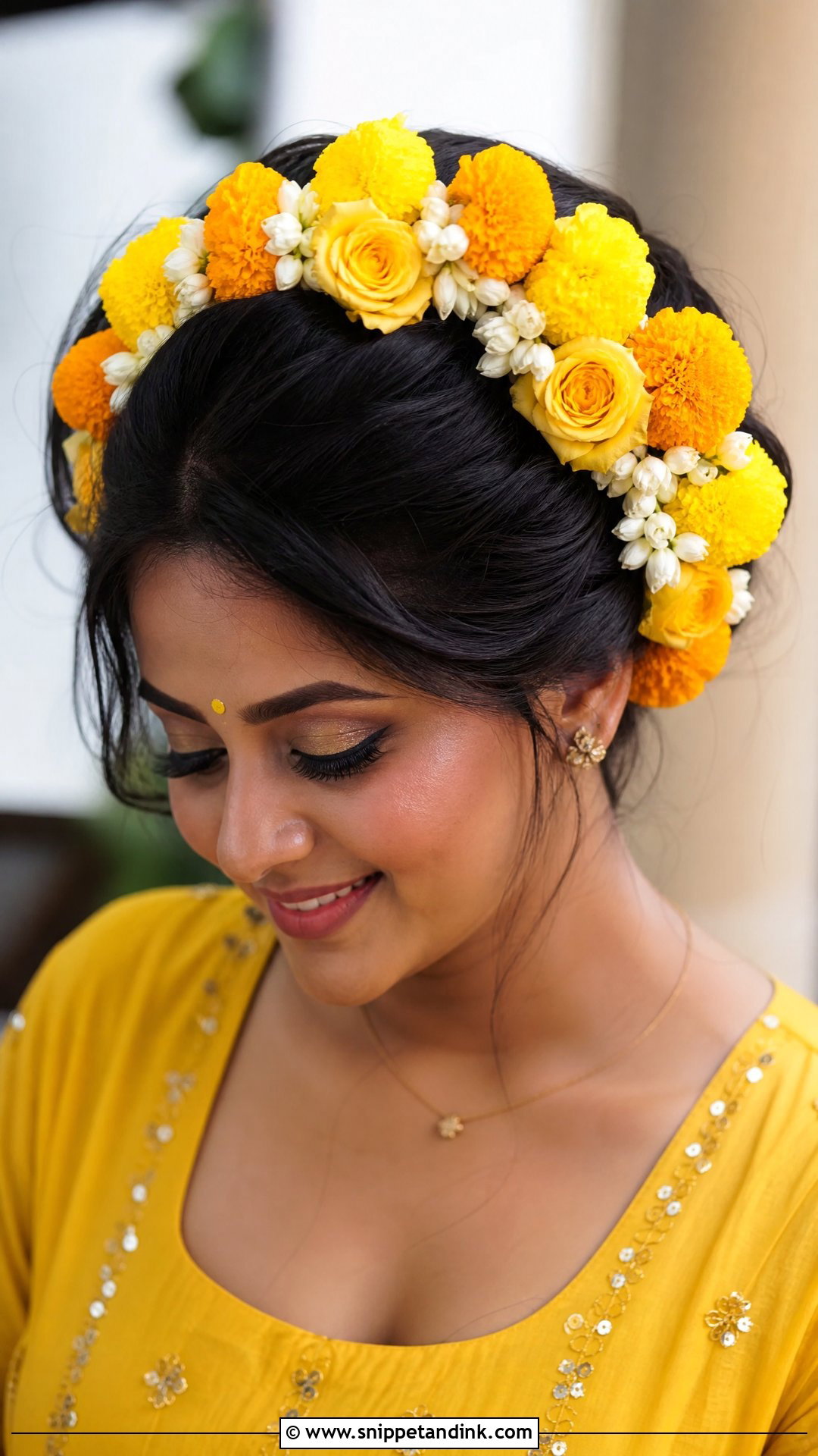 Floral Crown Updo - Snippet and Ink - 20 Hindu Wedding Hairstyles