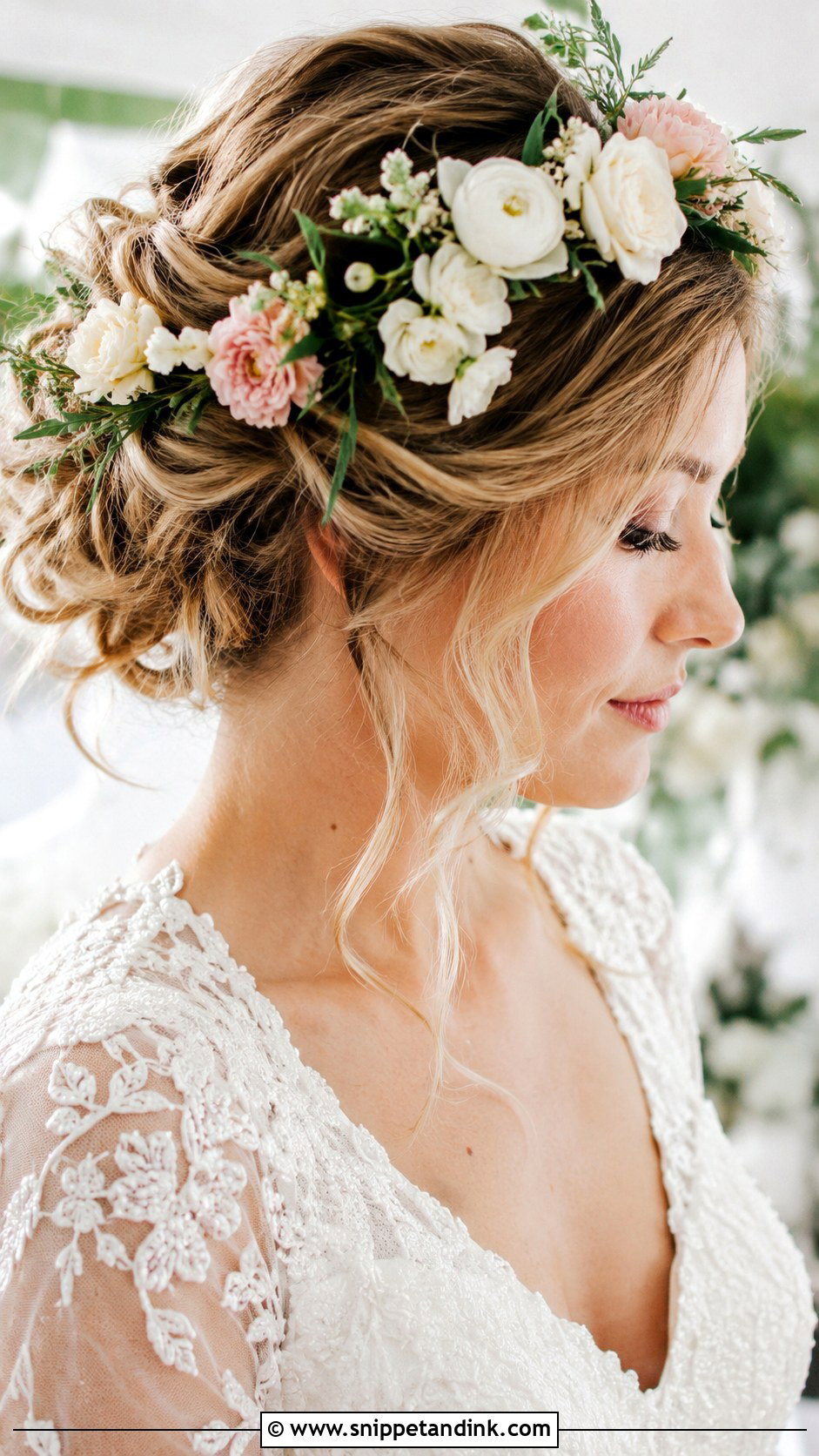 Floral Crown Updo - Snippet and Ink - 25 Bridal Hair Up Ideas