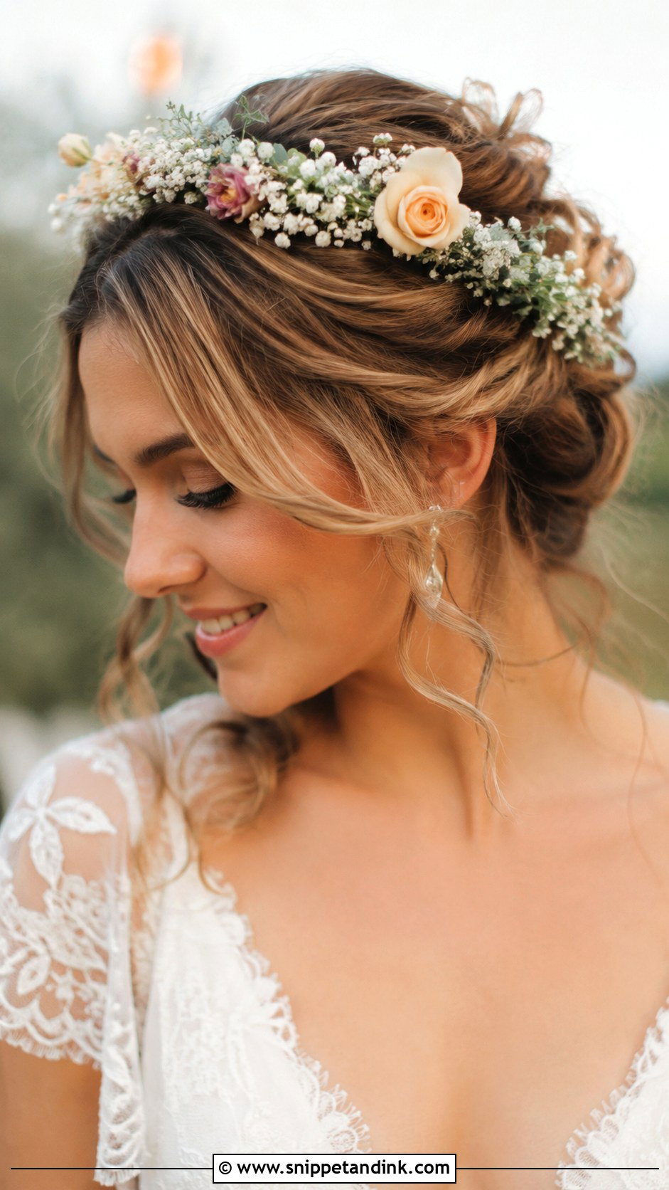 Floral Crown Updo - Snippet and Ink - 25 Wedding Guest Hair Inspo Ideas
