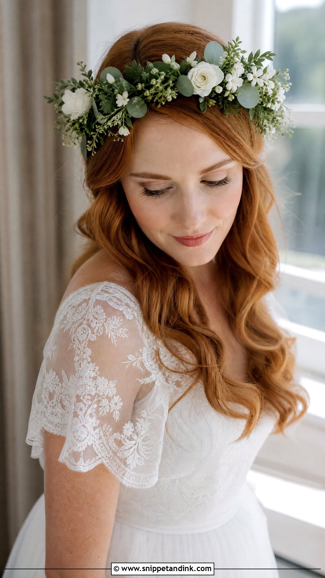 Floral Crown Wedding Hair for Medium Length - Snippet and Ink - 20 Wedding Hair for Medium Length Ideas