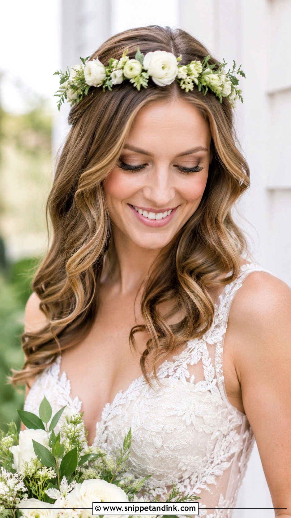 Floral Crown Wedding Hair - Snippet and Ink - 20 Cute Wedding Hair Ideas