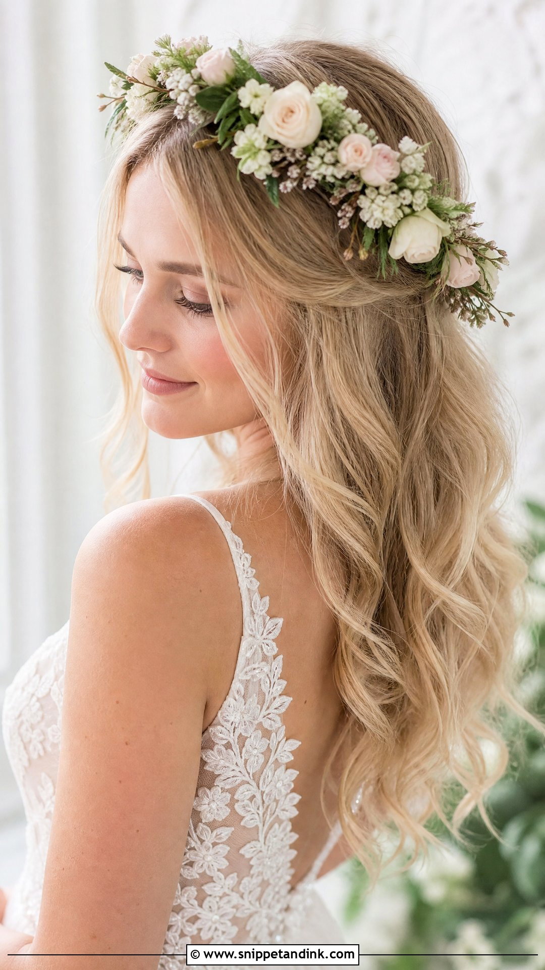 Floral Crown Wedding Hairstyle - Snippet and Ink - 20 Hair Design for Wedding Ideas