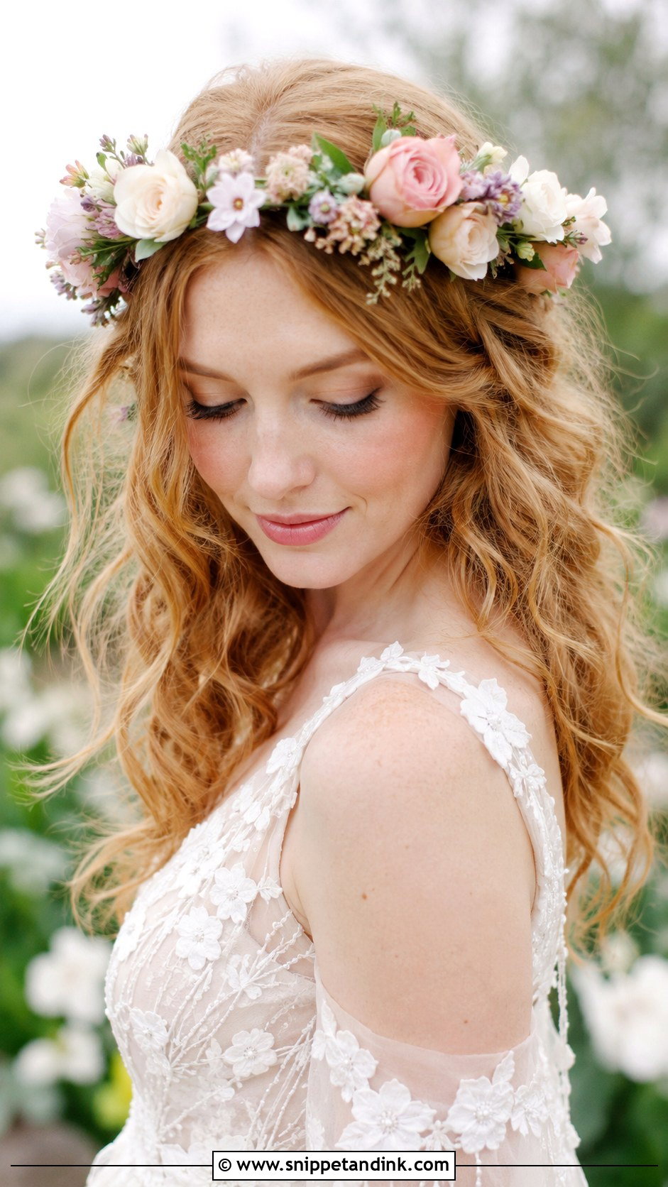 Floral Crown Wedding Hairstyle - Snippet and Ink - 25 Best Wedding Hairstyles
